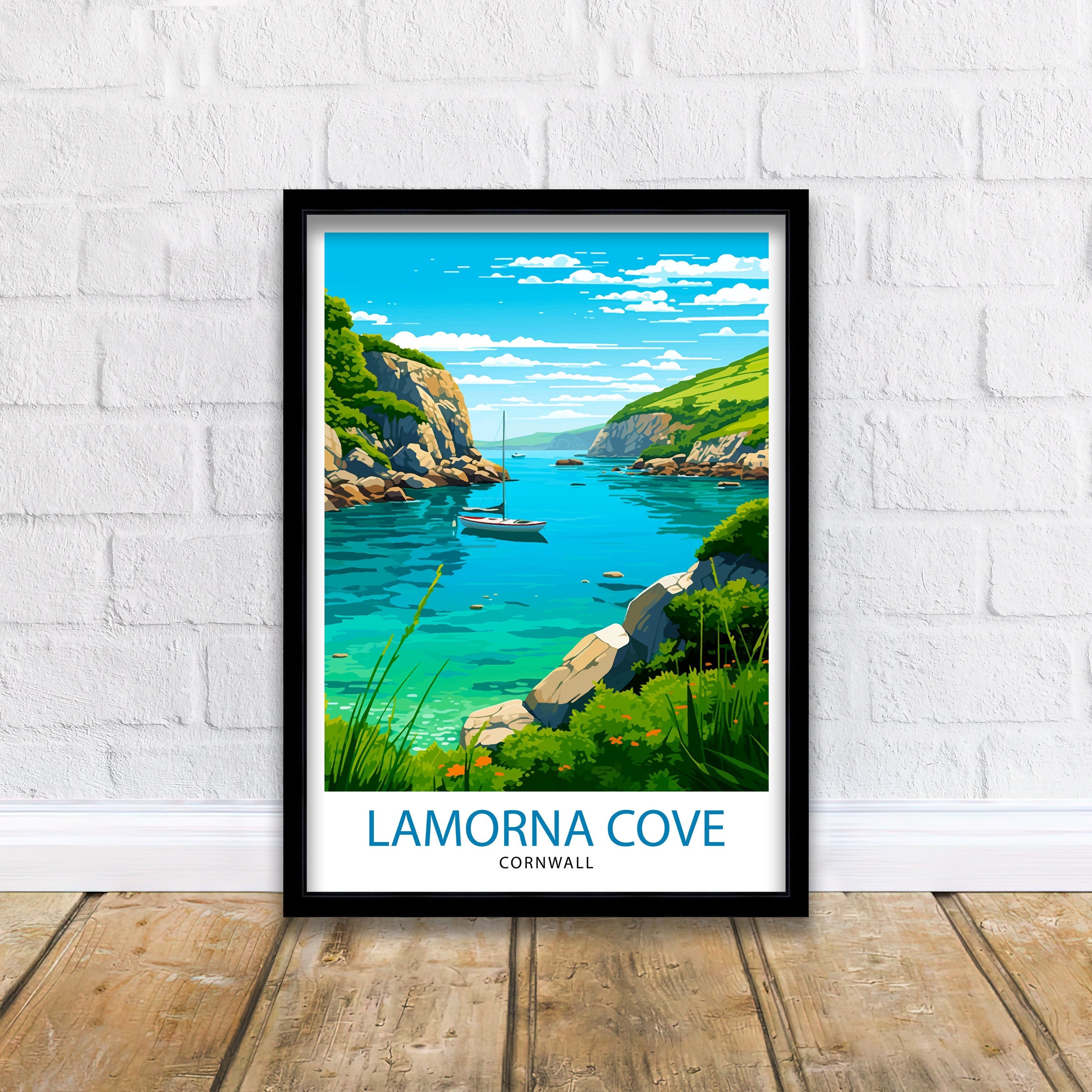 Lamorna Cove Cornwall Travel Print Lamorna Wall Decor Lamorna Poster Cornwall Travel Prints Lamorna Art Print Lamorna Illustration Lamorna
