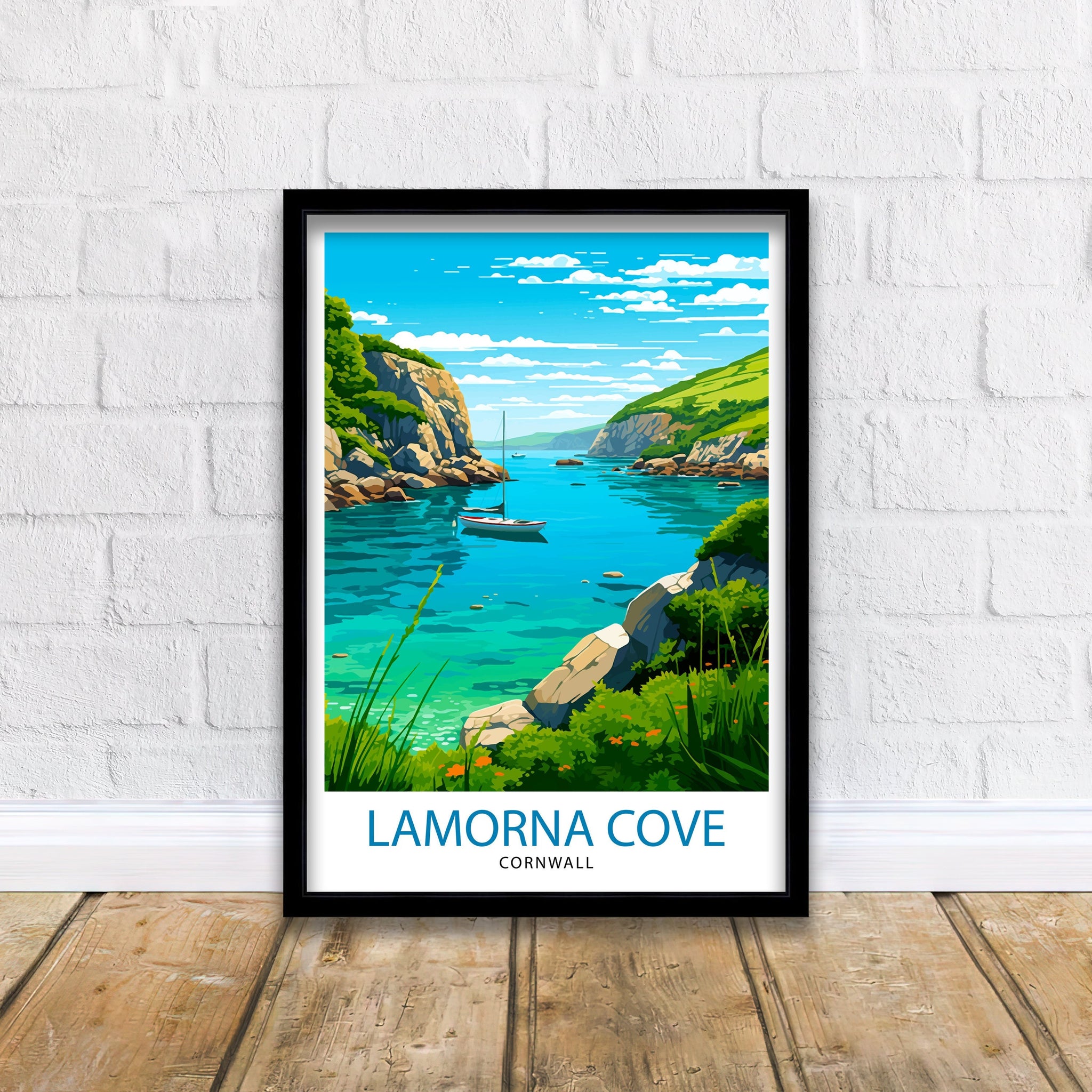 Lamorna Cove Cornwall Travel Print Lamorna Wall Decor Lamorna Poster Cornwall Travel Prints Lamorna Art Print Lamorna Illustration Lamorna