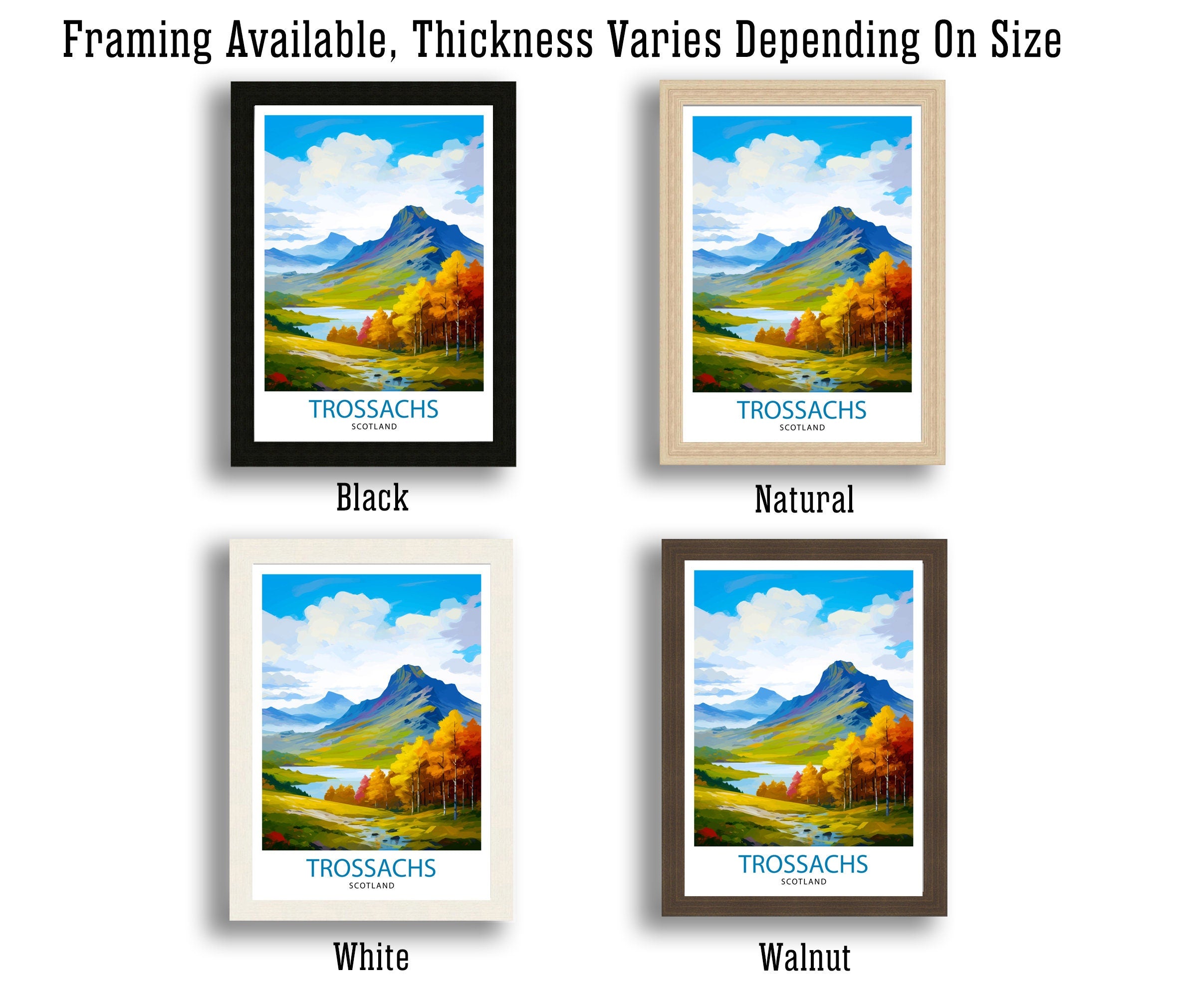 Trossachs Travel Print Trossachs Wall Art Scotland Travel Poster Trossachs Home Decor Trossachs Landscape Illustration