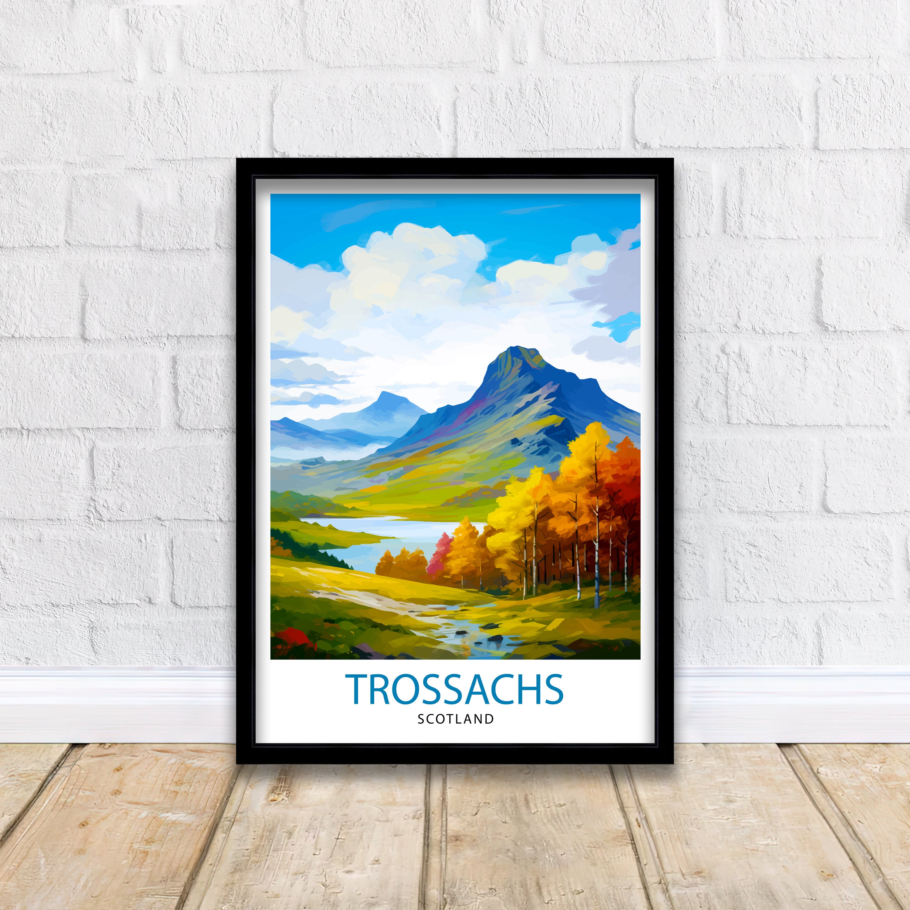 Trossachs Travel Print Trossachs Wall Art Scotland Travel Poster Trossachs Home Decor Trossachs Landscape Illustration