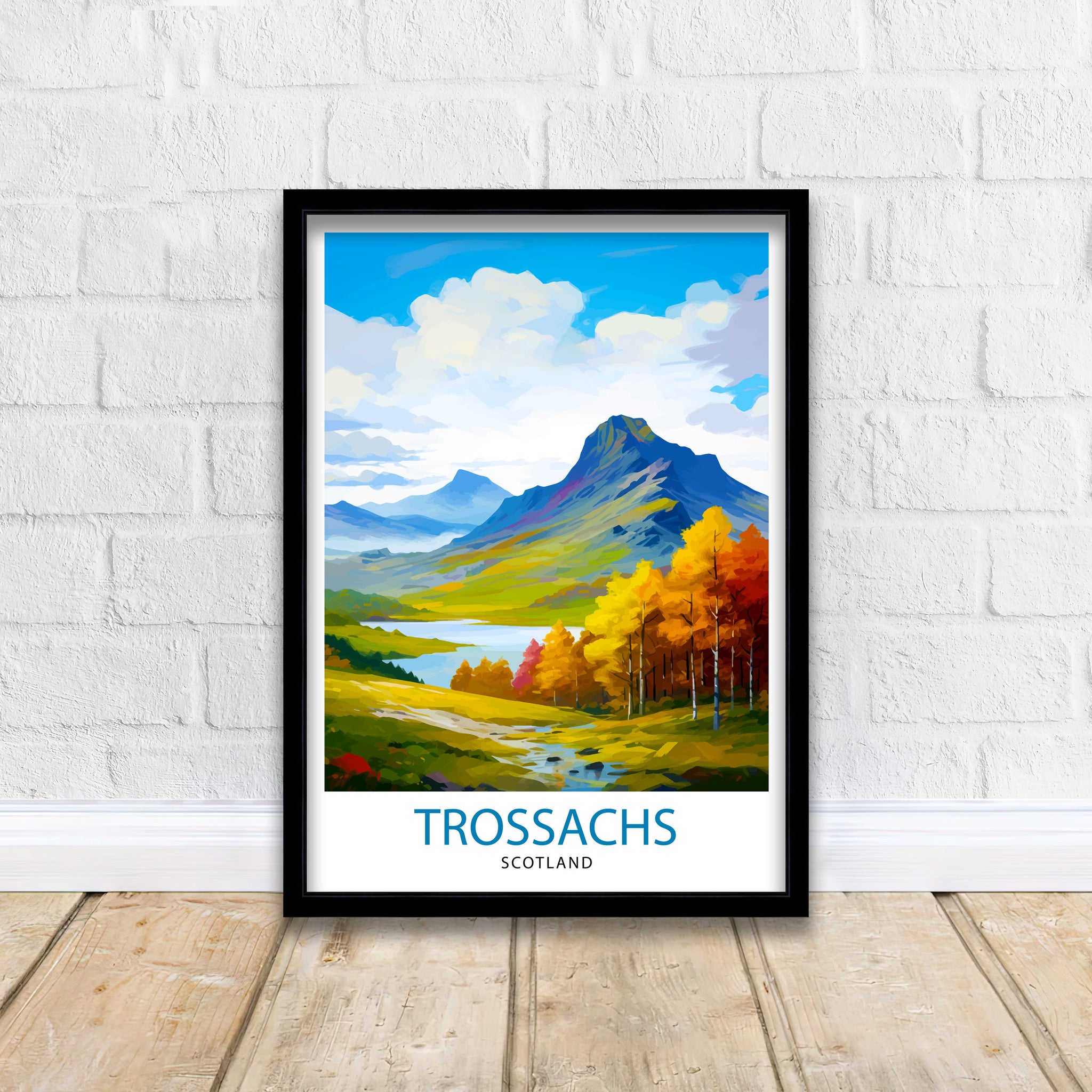 Trossachs Travel Print Trossachs Wall Art Scotland Travel Poster Trossachs Home Decor Trossachs Landscape Illustration