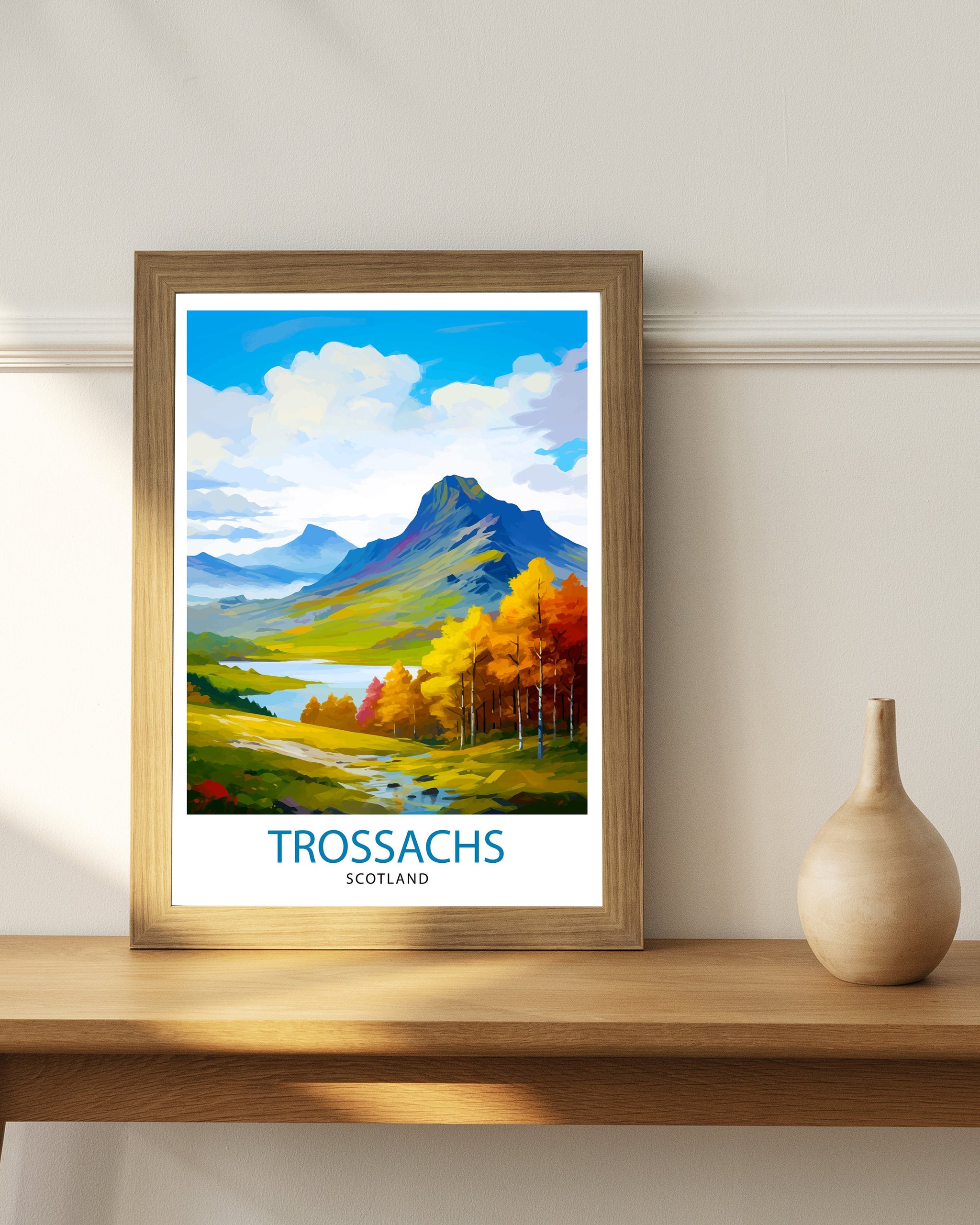 Trossachs Travel Print Trossachs Wall Art Scotland Travel Poster Trossachs Home Decor Trossachs Landscape Illustration