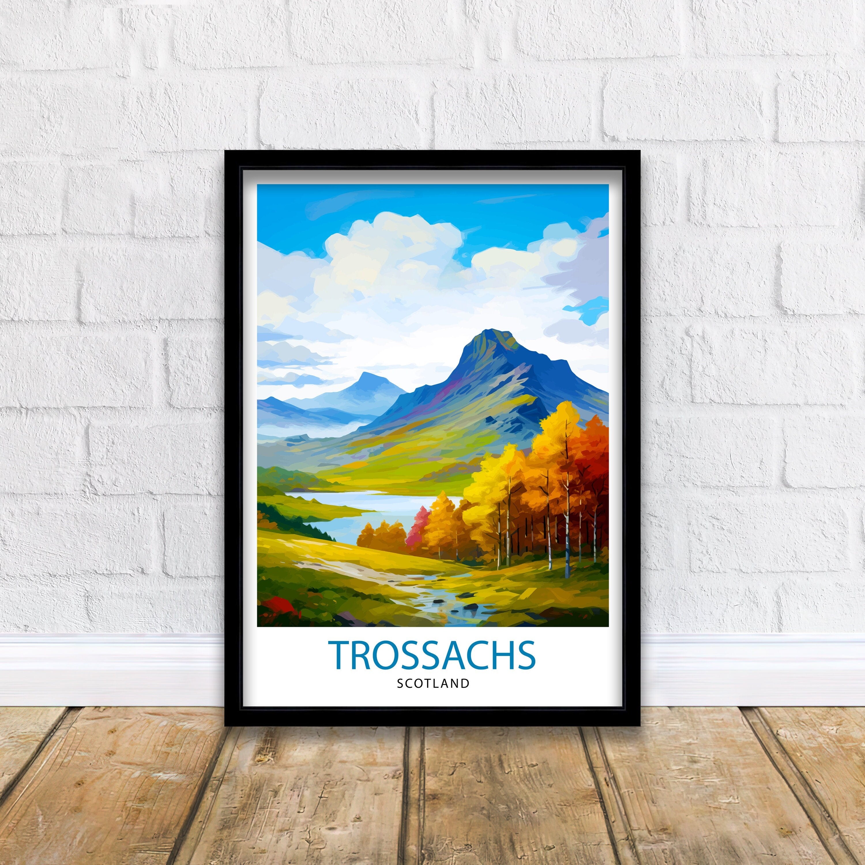 Trossachs Travel Print Trossachs Wall Art Scotland Travel Poster Trossachs Home Decor Trossachs Landscape Illustration
