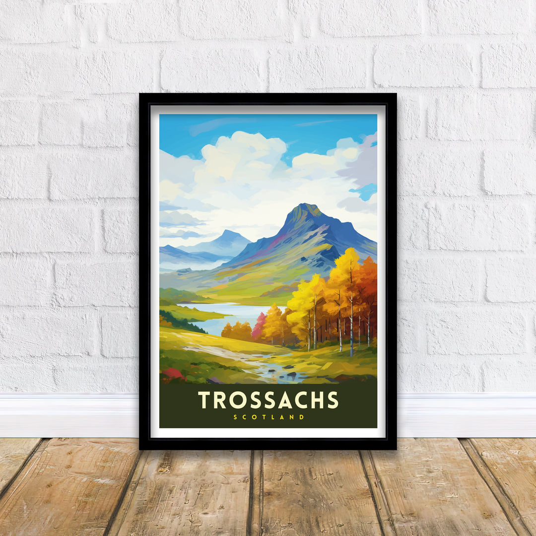 Trossachs Travel Poster Trossachs Wall Art Scotland Travel Poster Trossachs Home Decor Trossachs Landscape Illustration