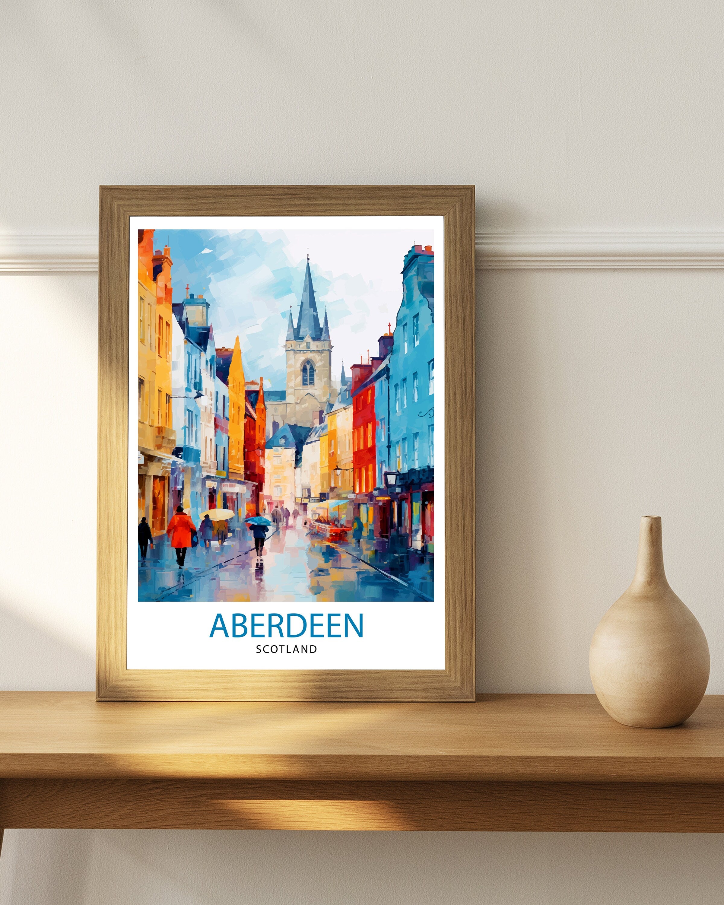 Aberdeen Scotland Print Granite City Art Aberdeen Harbor Poster Scottish Landscape Wall Art Historic Architecture Decor Scotland Travel Gift