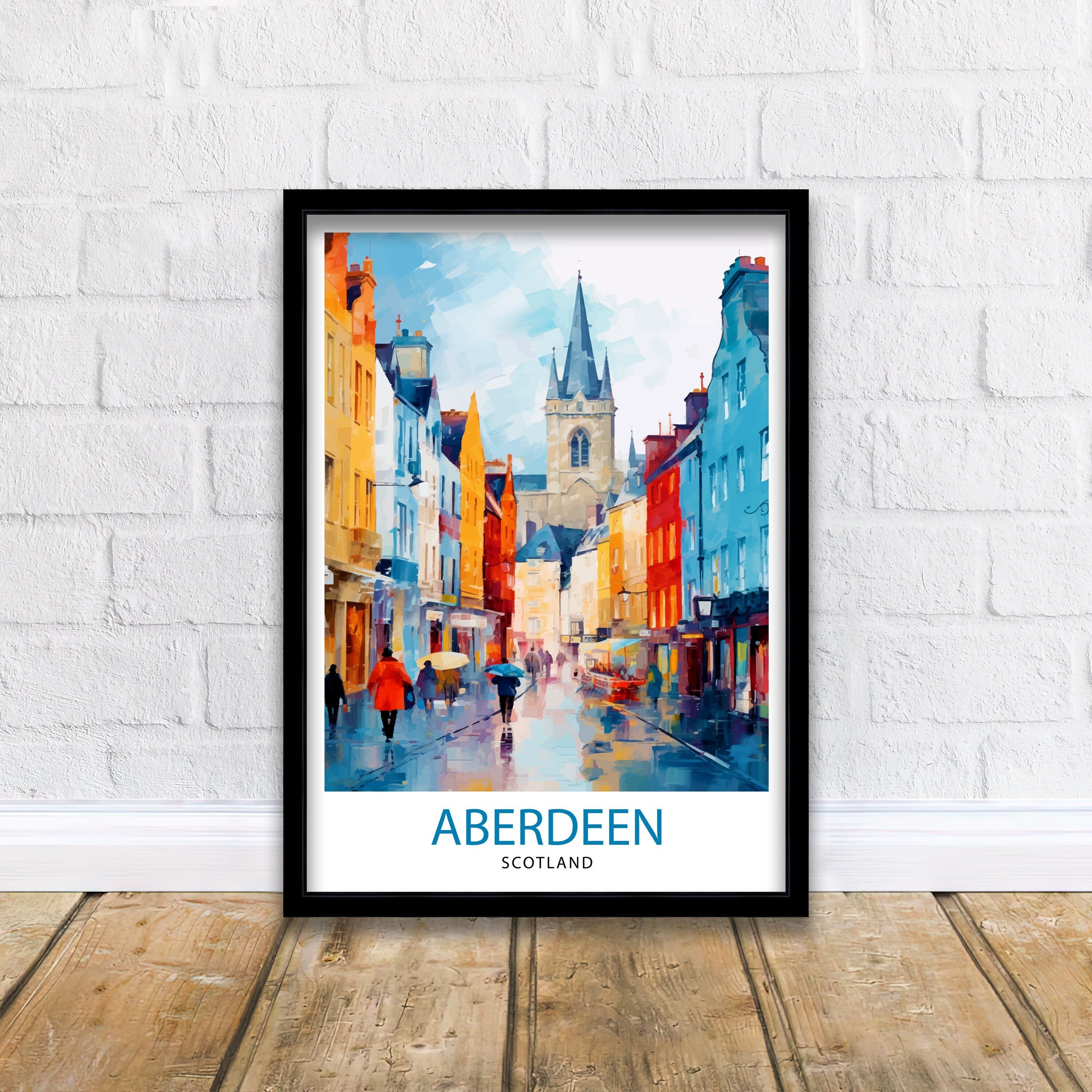 Aberdeen Scotland Print Granite City Art Aberdeen Harbor Poster Scottish Landscape Wall Art Historic Architecture Decor Scotland Travel Gift