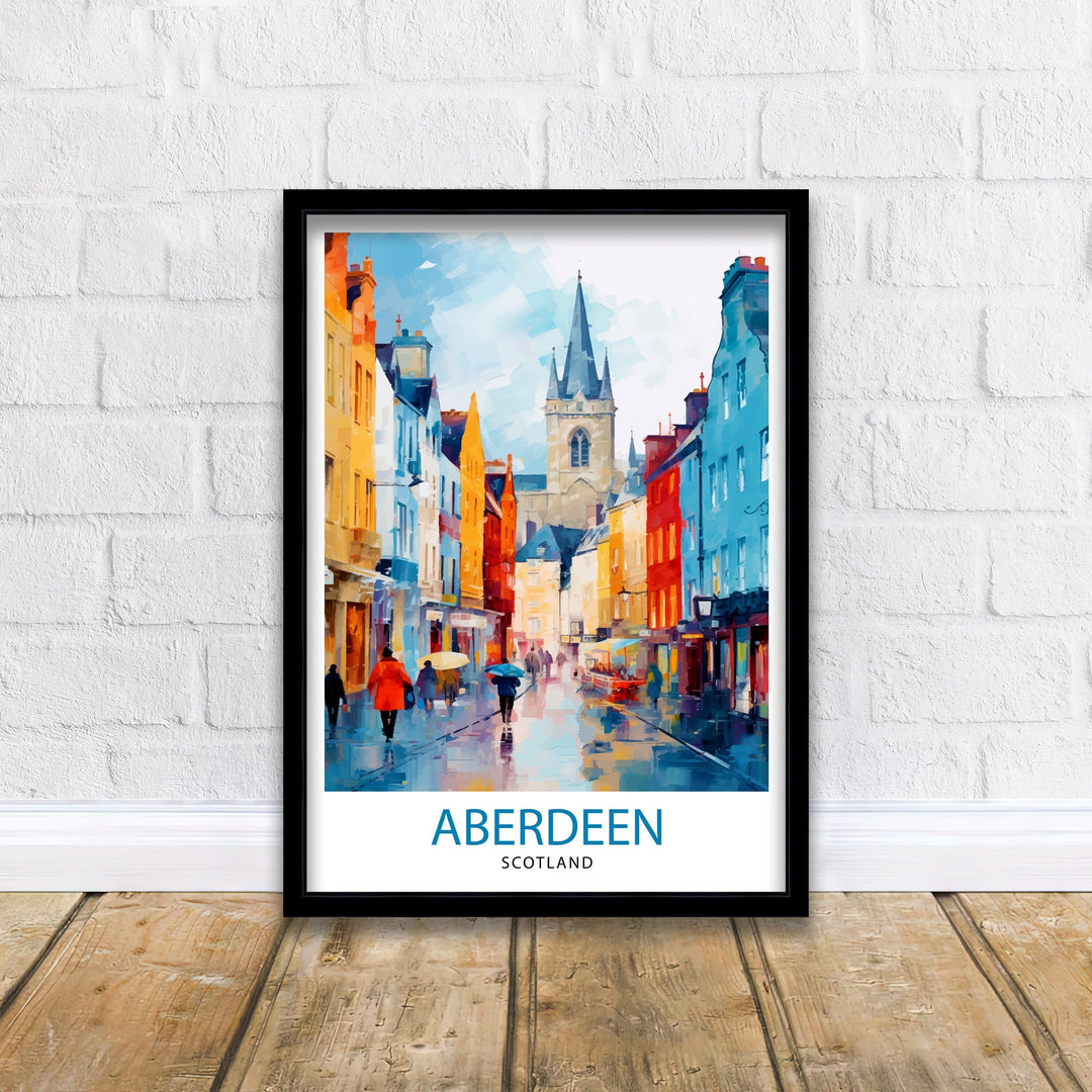 Aberdeen Scotland Poster Granite City Art Aberdeen Harbor Poster Scottish Landscape Wall Art Historic Architecture Decor Scotland Travel Gift