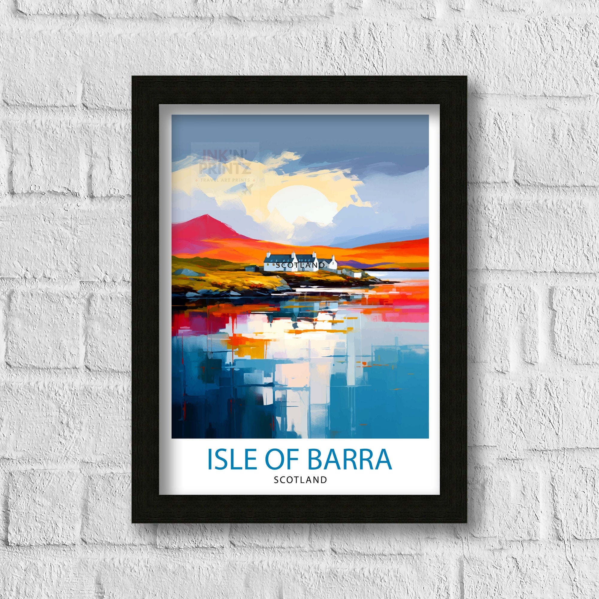 Isle of Barra Travel Print Barra Wall Decor Barra Home Living Decor Barra Illustration Travel Poster Gift For Barra Barra Home Decor