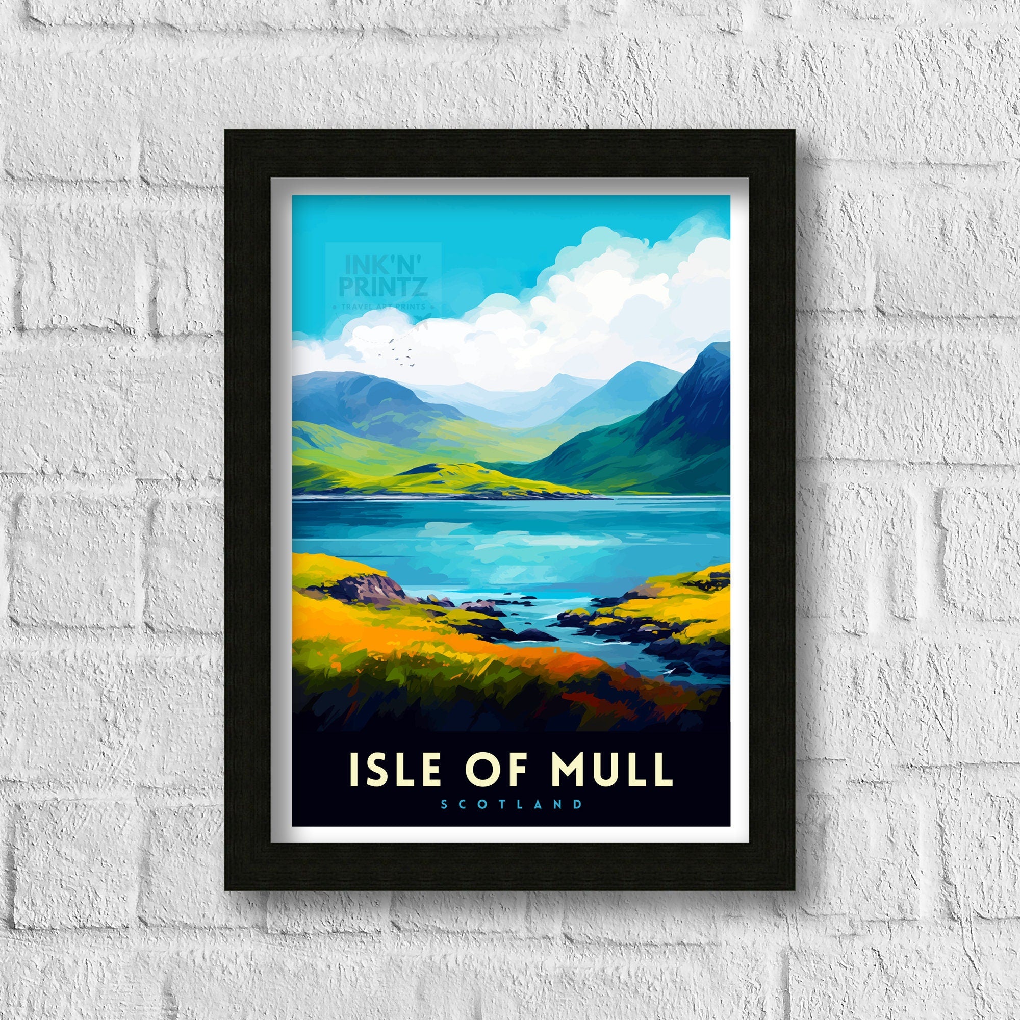 Isle of Mull Scotland Travel Print Mull Wall Decor Mull Home Living Decor Scotland Illustration Travel Poster Gift for Mull Scotland Home