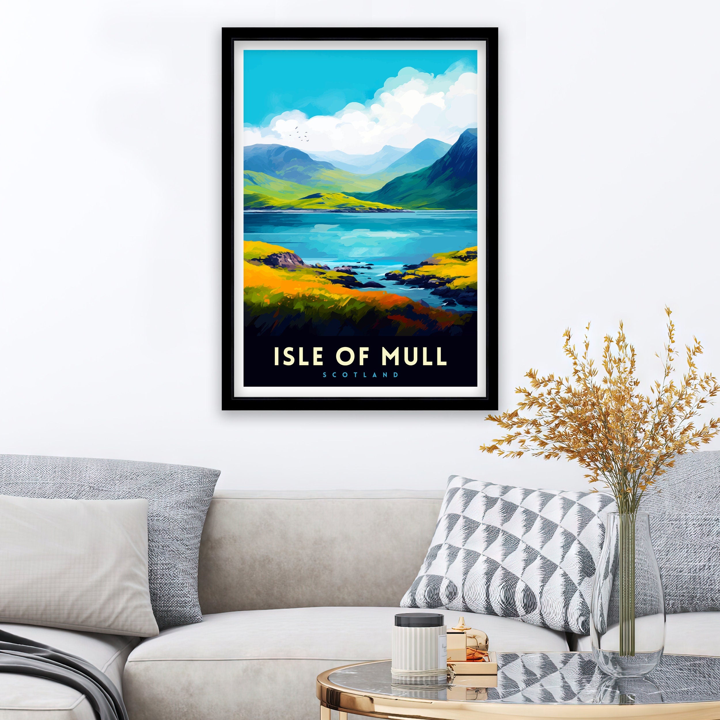 Isle of Mull Scotland Travel Print Mull Wall Decor Mull Home Living Decor Scotland Illustration Travel Poster Gift for Mull Scotland Home