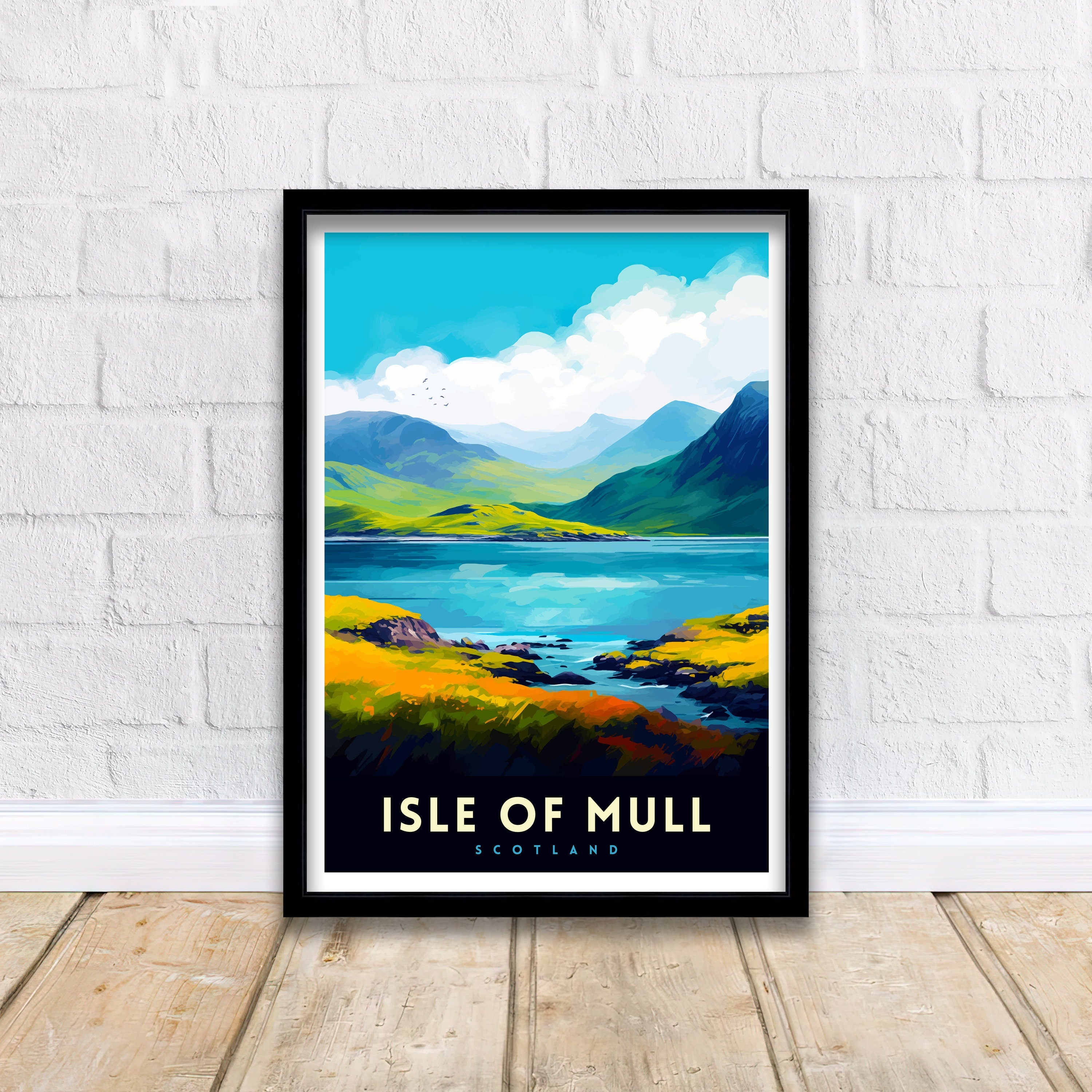 Isle of Mull Scotland Travel Print Mull Wall Decor Mull Home Living Decor Scotland Illustration Travel Poster Gift for Mull Scotland Home