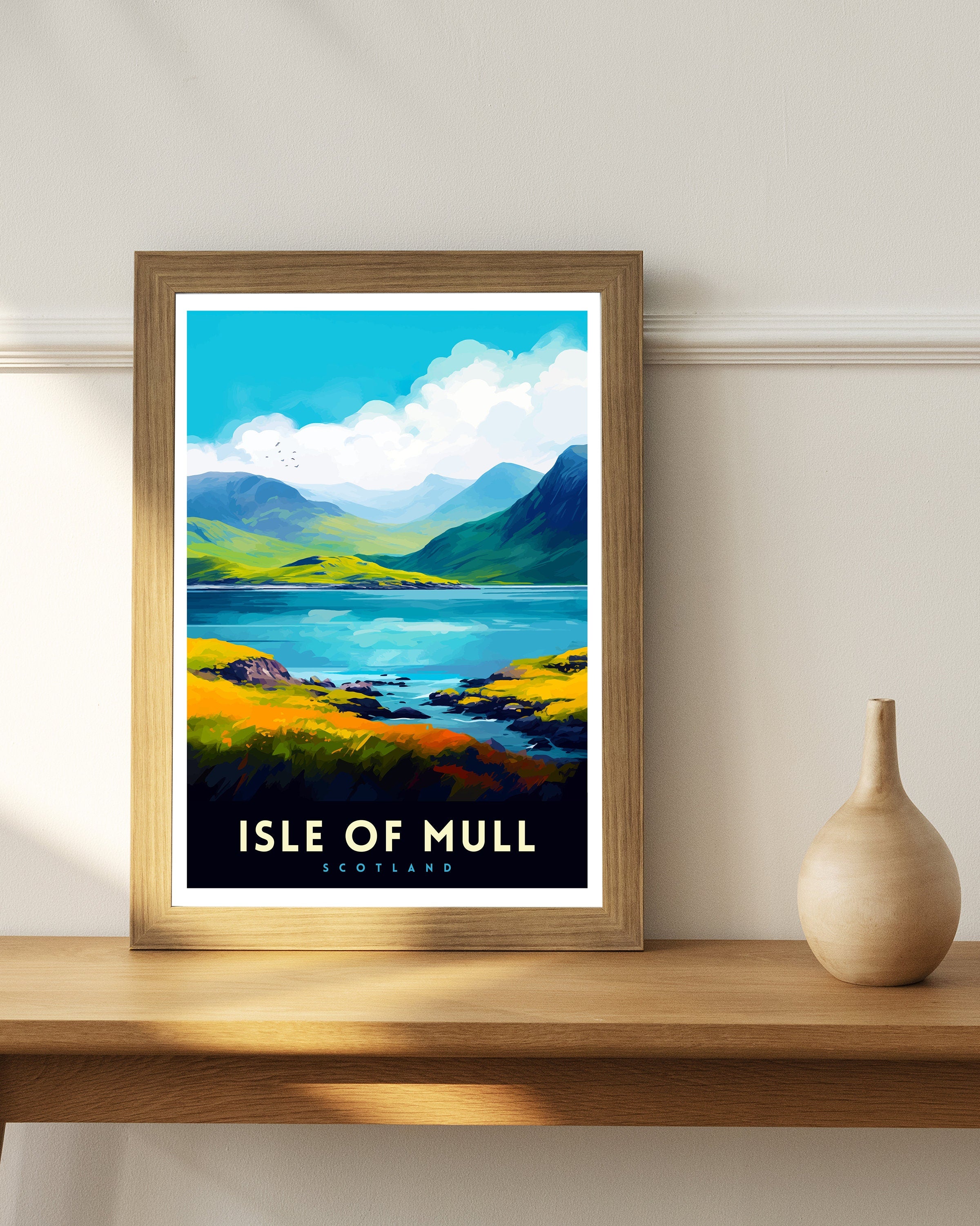 Isle of Mull Scotland Travel Print Mull Wall Decor Mull Home Living Decor Scotland Illustration Travel Poster Gift for Mull Scotland Home