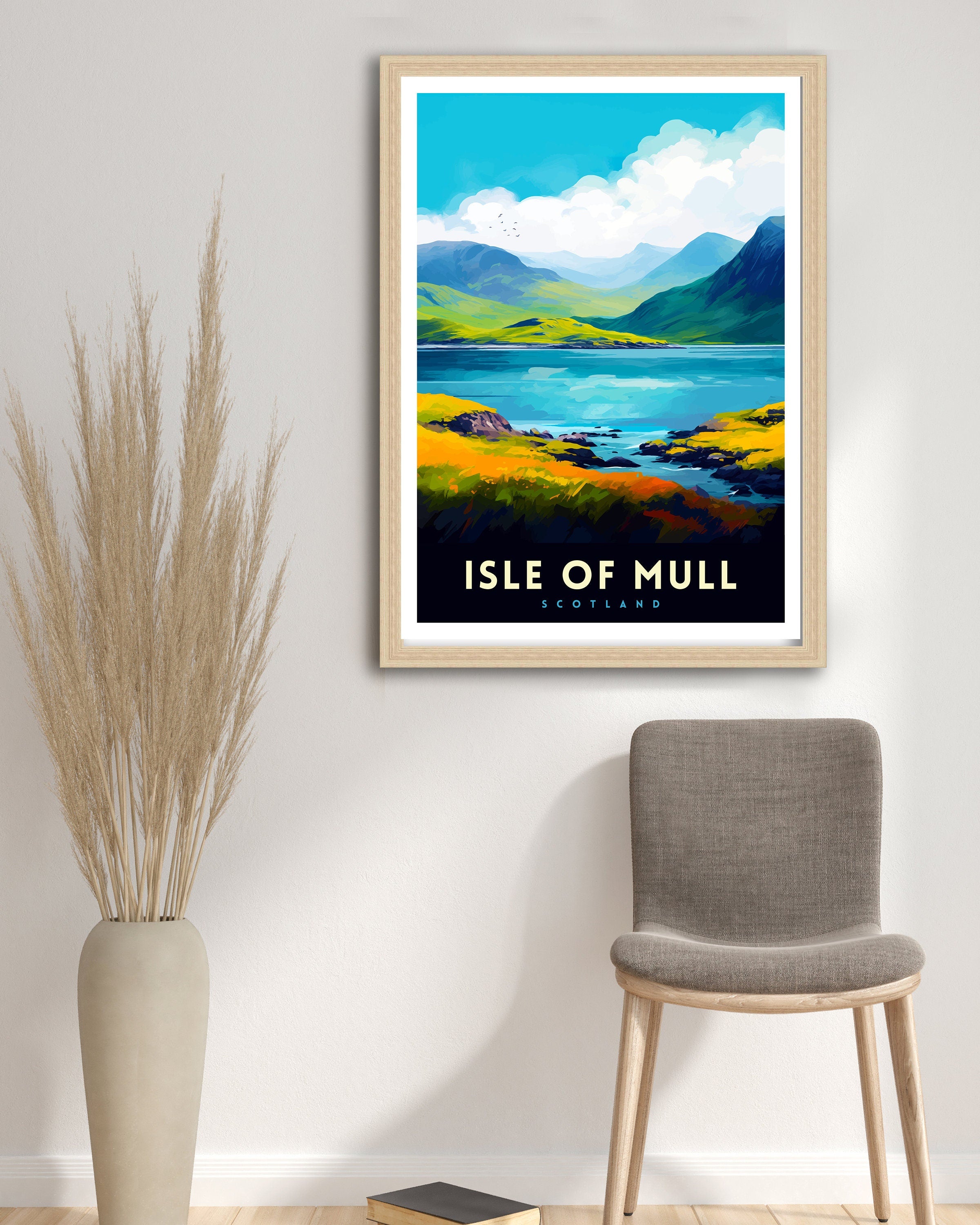Isle of Mull Scotland Travel Print Mull Wall Decor Mull Home Living Decor Scotland Illustration Travel Poster Gift for Mull Scotland Home