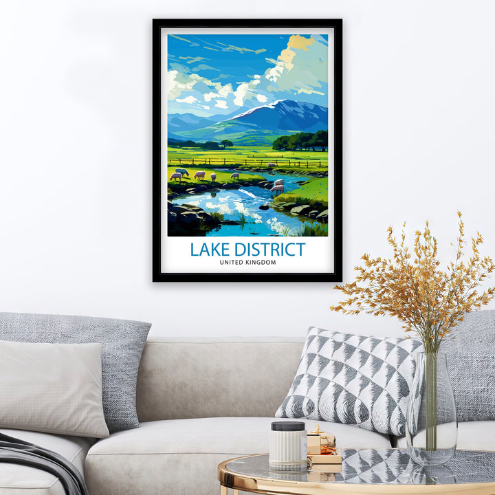 Lake District Cumbria Travel Poster Lake District Wall Art Lake District Home Decor Lake District Illustration Travel Poster, Gift for Lake