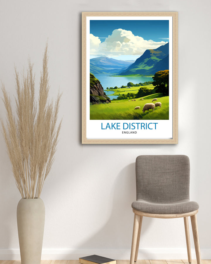 Lake District Cumbria Travel Poster Lake District Wall Art Lake District Home Decor Lake District Illustration Travel Poster, Gift for Lake