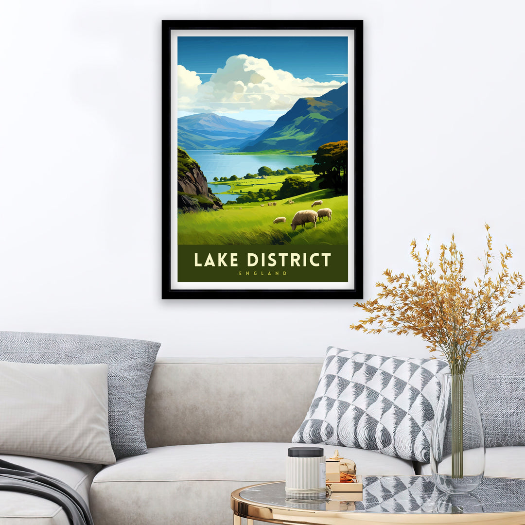 Lake District Cumbria Travel Poster Lake District Wall Art Lake District Home Decor Lake District Illustration Travel Poster, Gift for Lake