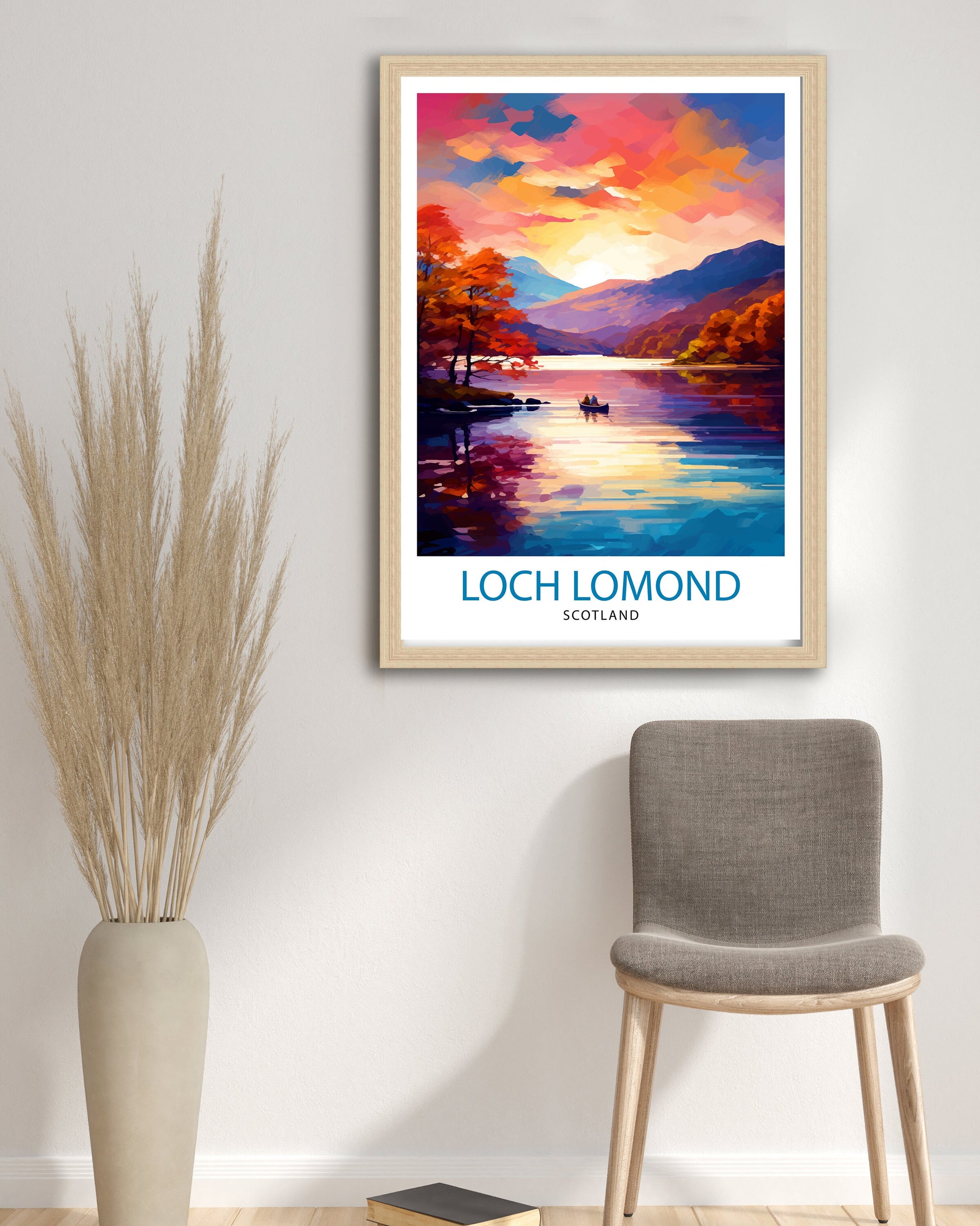 Loch Lomond Travel Print Scotland Wall Decor Loch Lomond Scotland Illustration Travel Poster Gift Scotland Home Decor