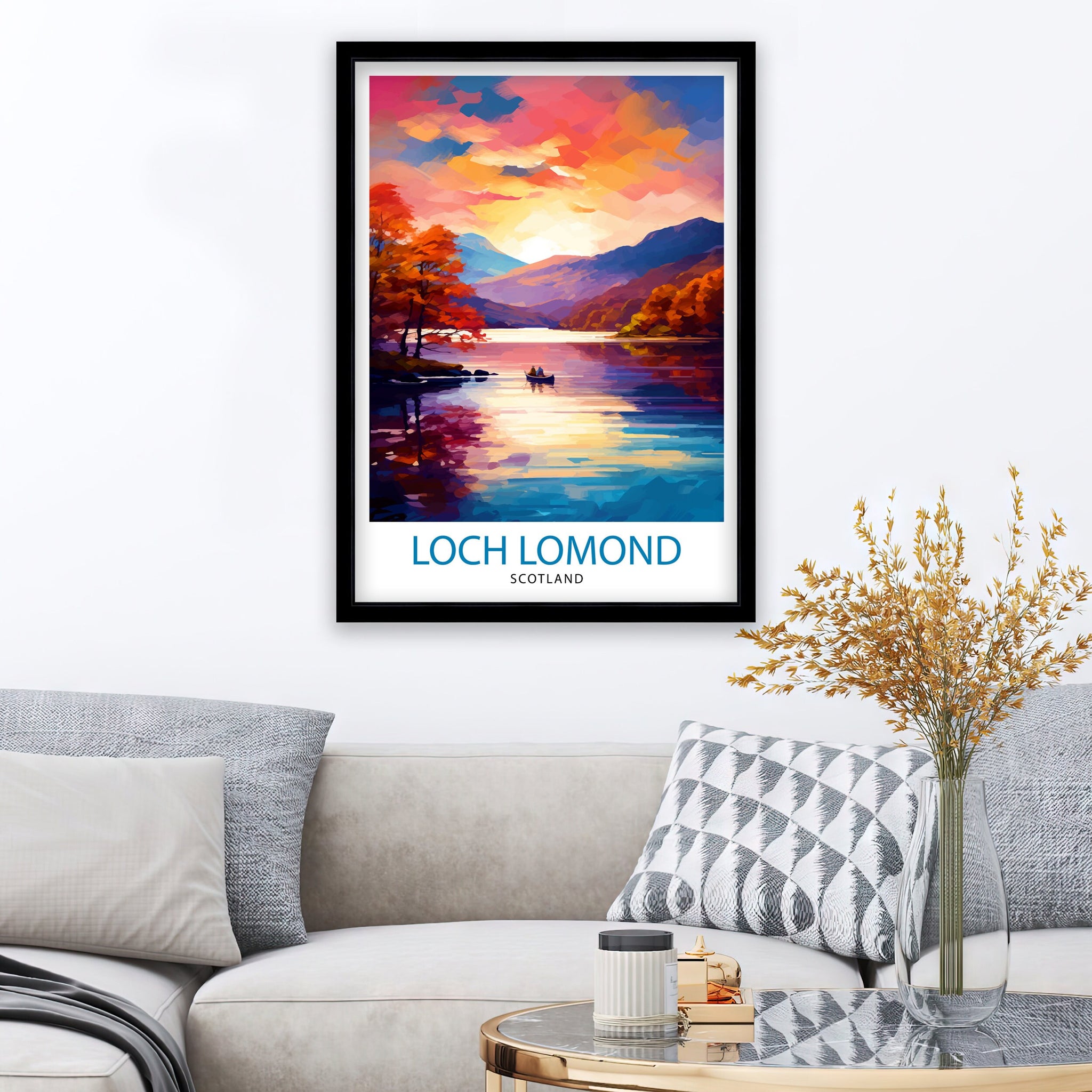 Loch Lomond Travel Print Scotland Wall Decor Loch Lomond Scotland Illustration Travel Poster Gift Scotland Home Decor