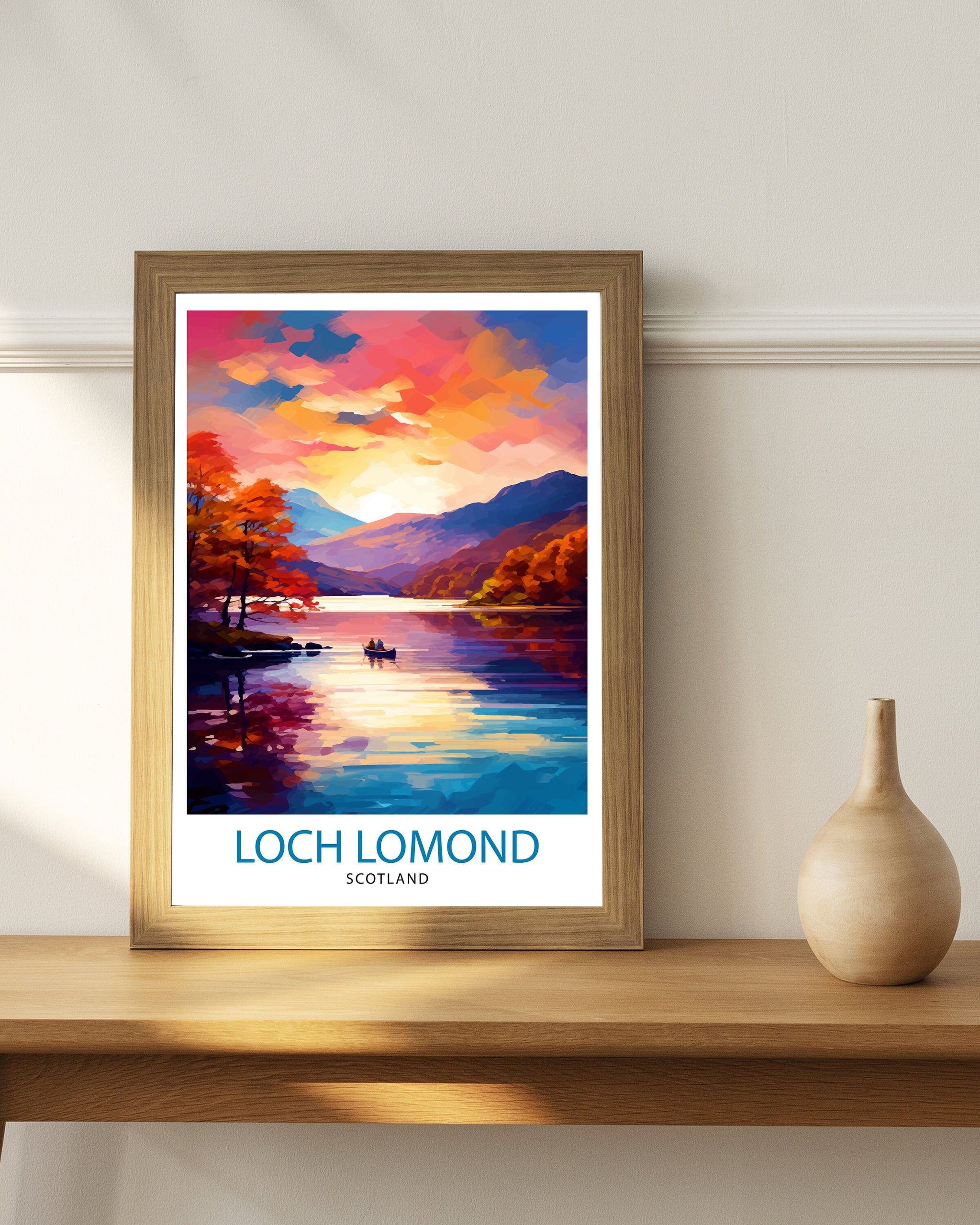 Loch Lomond Travel Print Scotland Wall Decor Loch Lomond Scotland Illustration Travel Poster Gift Scotland Home Decor