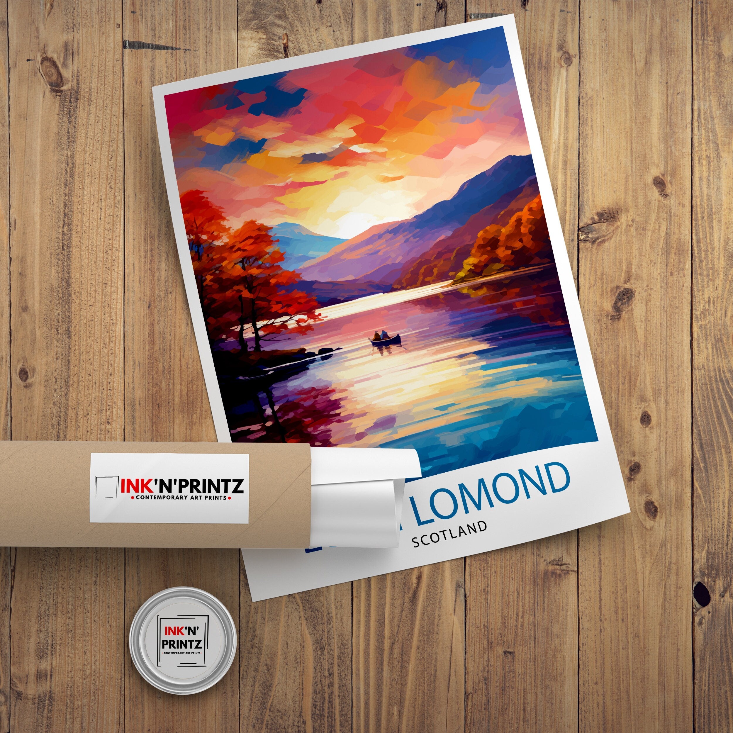 Loch Lomond Travel Print Scotland Wall Decor Loch Lomond Scotland Illustration Travel Poster Gift Scotland Home Decor