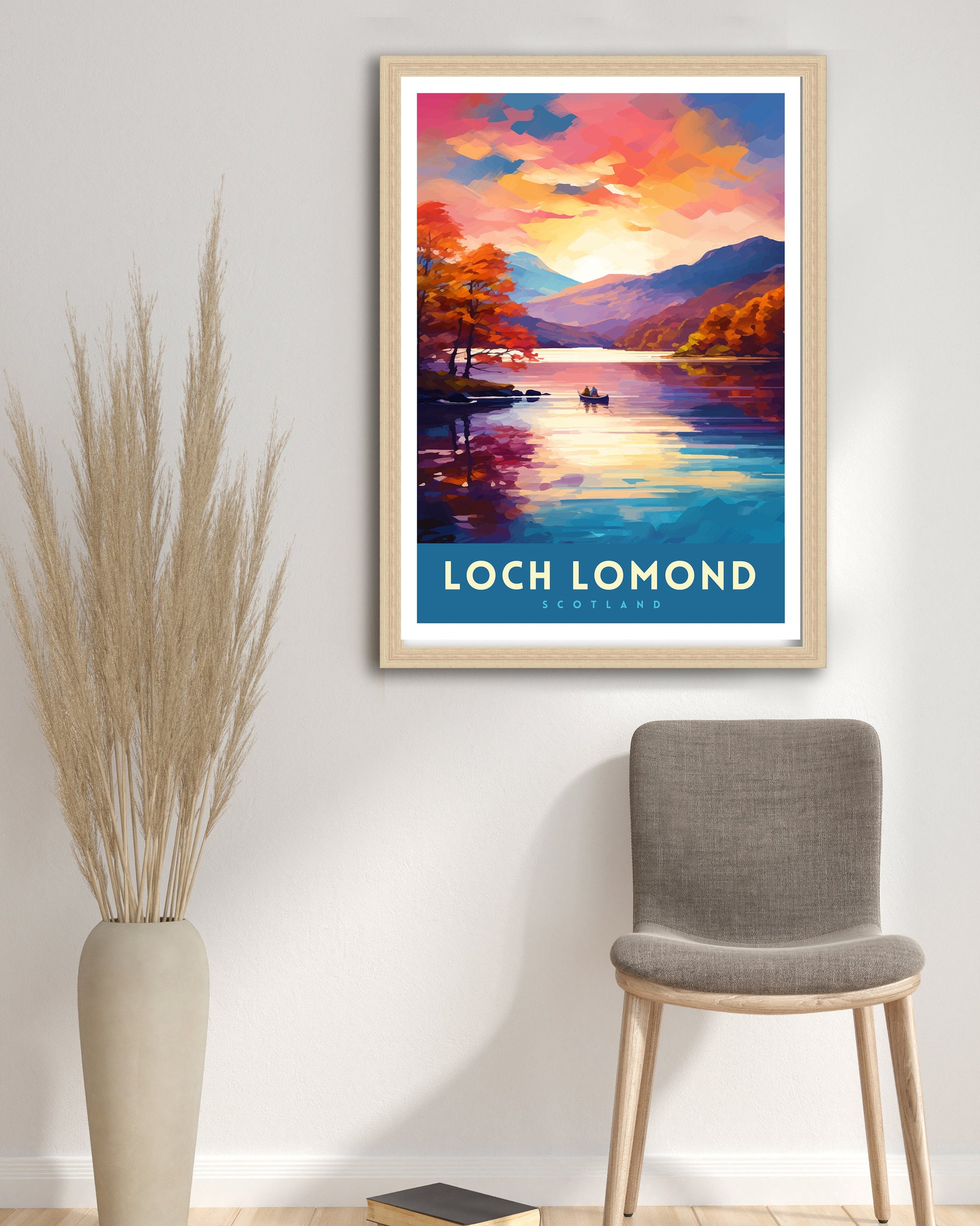 Loch Lomond Travel Print Scotland Wall Decor Loch Lomond Scotland Illustration Travel Poster Gift Scotland Home Decor
