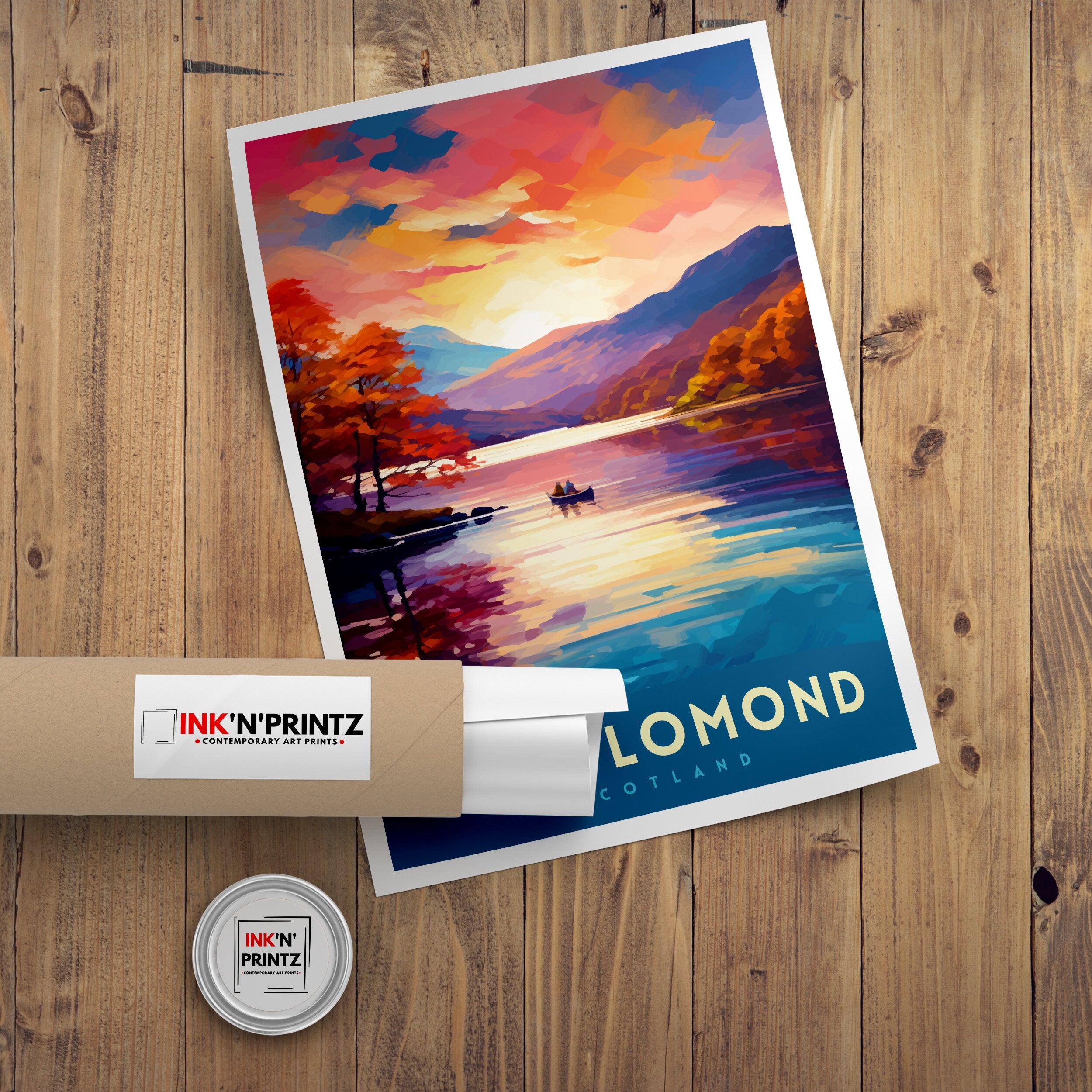 Loch Lomond Travel Print Scotland Wall Decor Loch Lomond Scotland Illustration Travel Poster Gift Scotland Home Decor