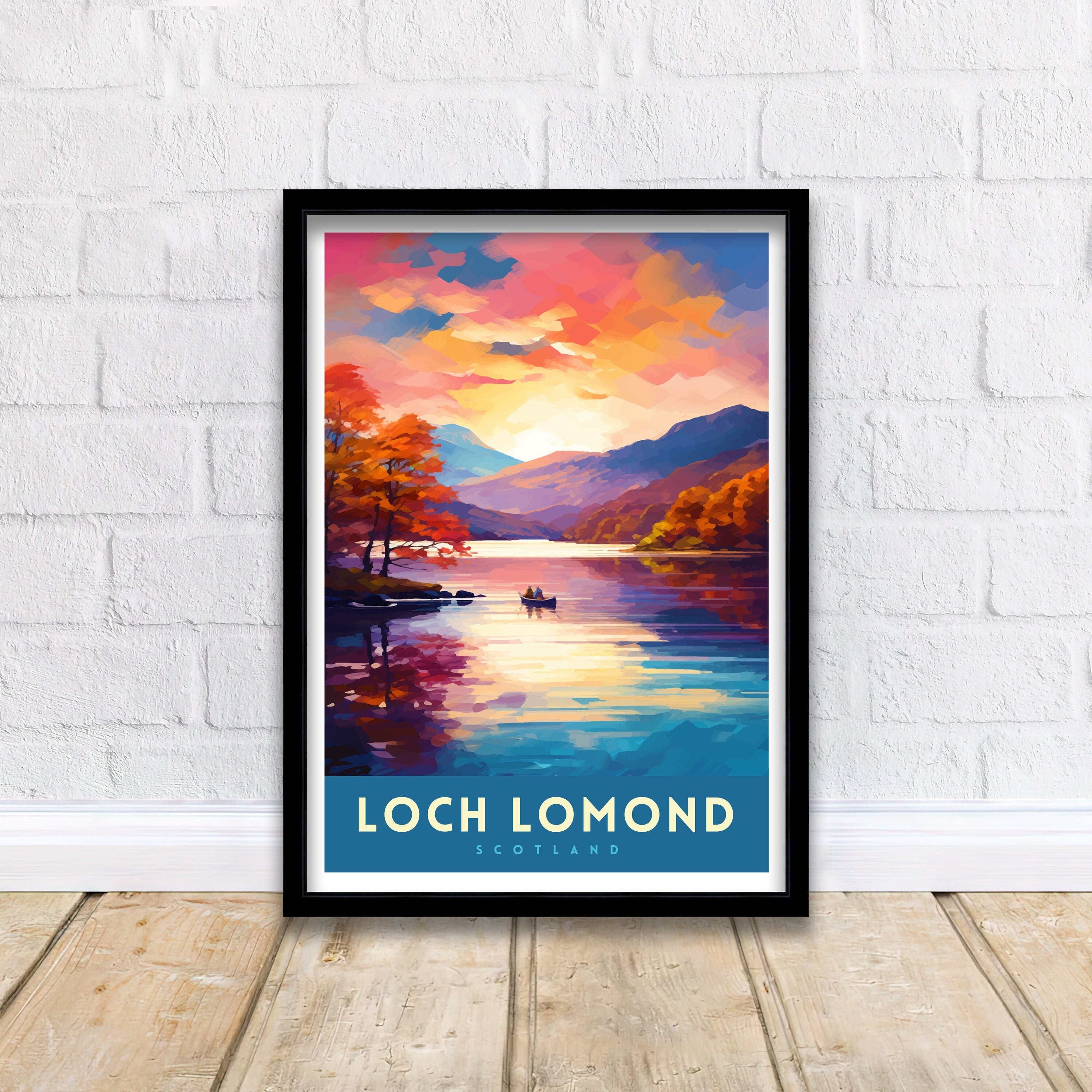 Loch Lomond Travel Print Scotland Wall Decor Loch Lomond Scotland Illustration Travel Poster Gift Scotland Home Decor