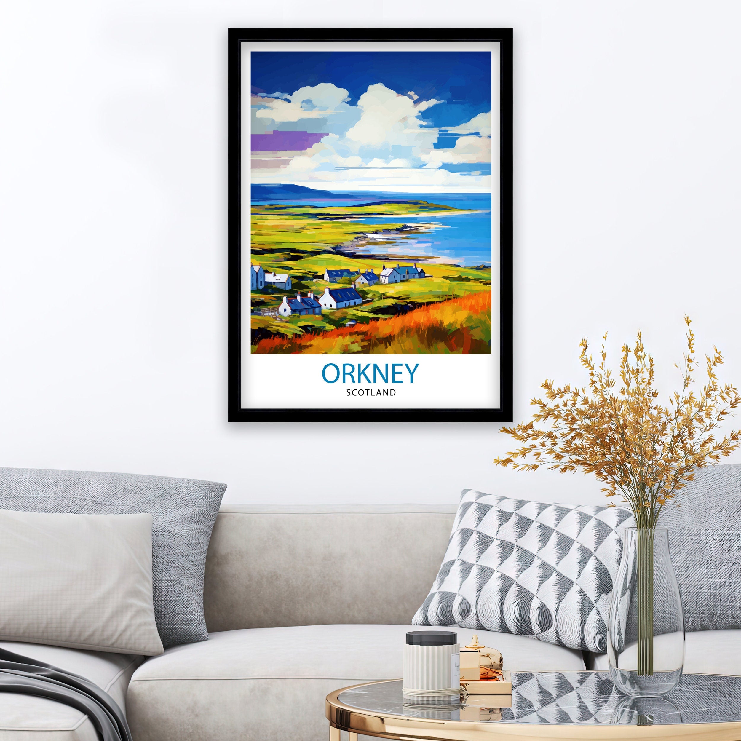 Orkney Islands Travel Print , Orkney Wall Art, Scotland Poster, Orkney Illustration, Travel Gift for Scotland, Orkney Home Decor