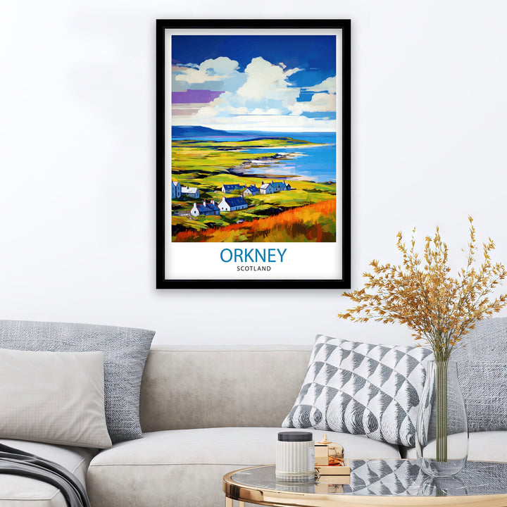 Orkney Islands Travel Poster , Orkney Wall Art, Scotland Poster, Orkney Illustration, Travel Gift for Scotland, Orkney Home Decor