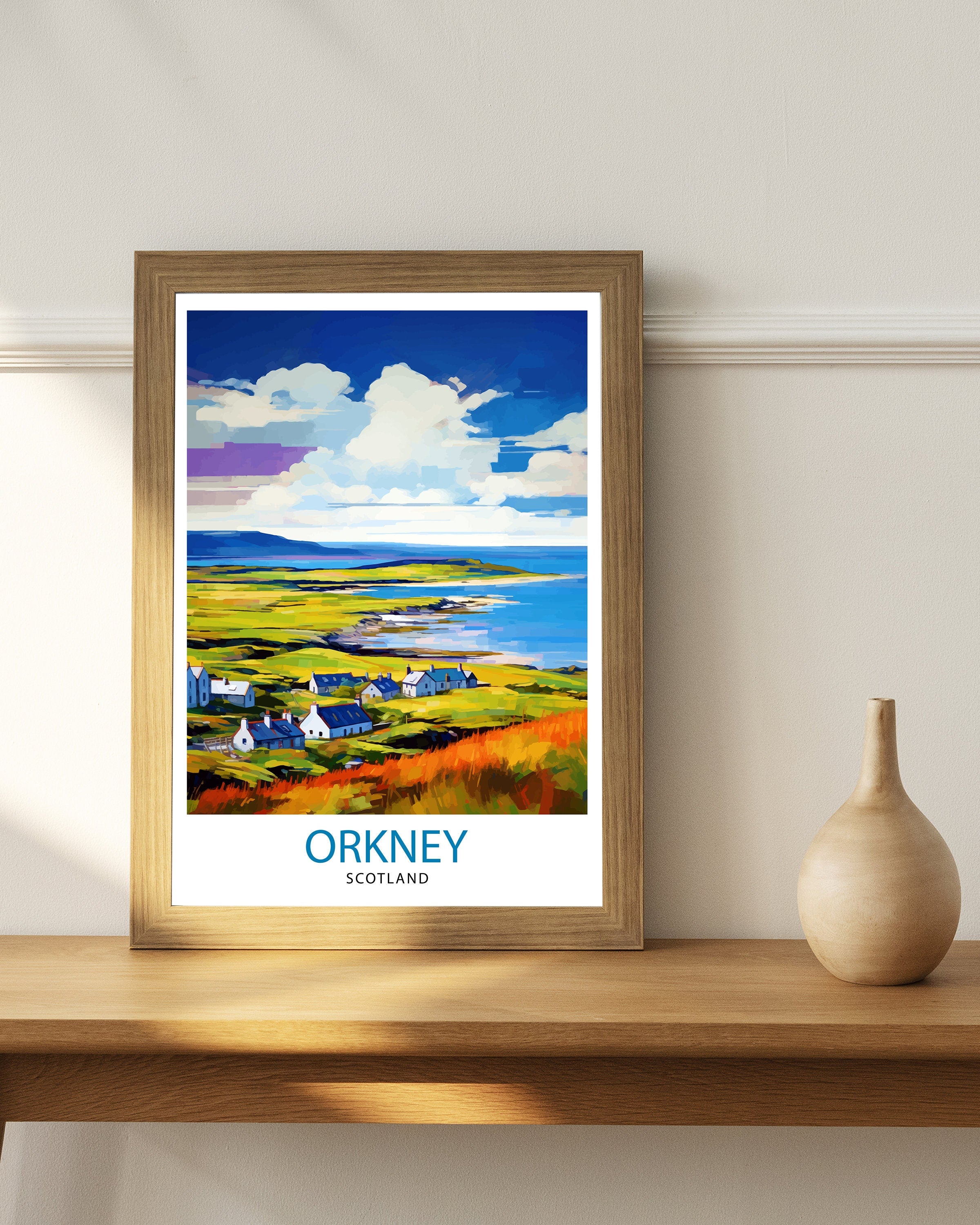 Orkney Islands Travel Print , Orkney Wall Art, Scotland Poster, Orkney Illustration, Travel Gift for Scotland, Orkney Home Decor
