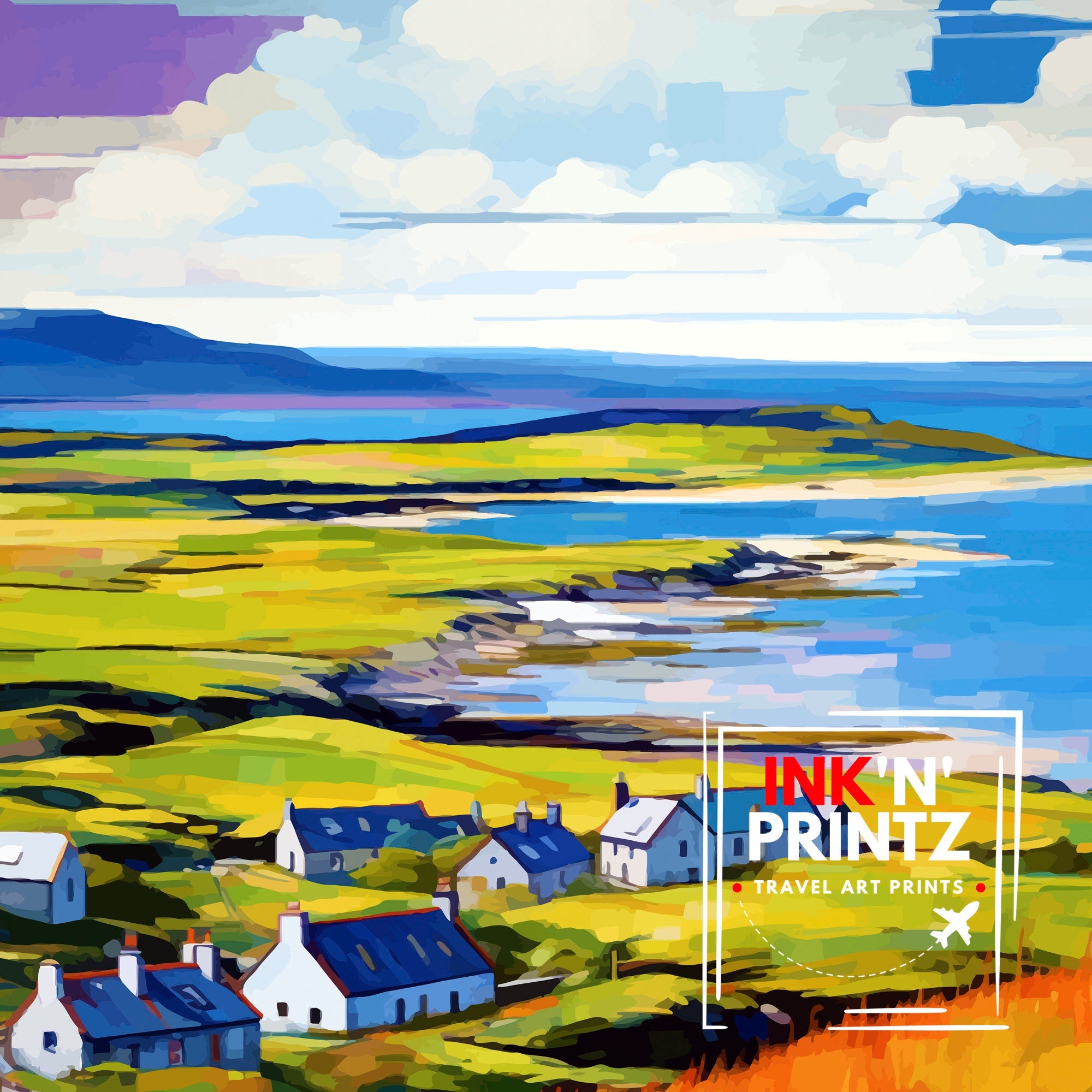 Orkney Islands Travel Print , Orkney Wall Art, Scotland Poster, Orkney Illustration, Travel Gift for Scotland, Orkney Home Decor