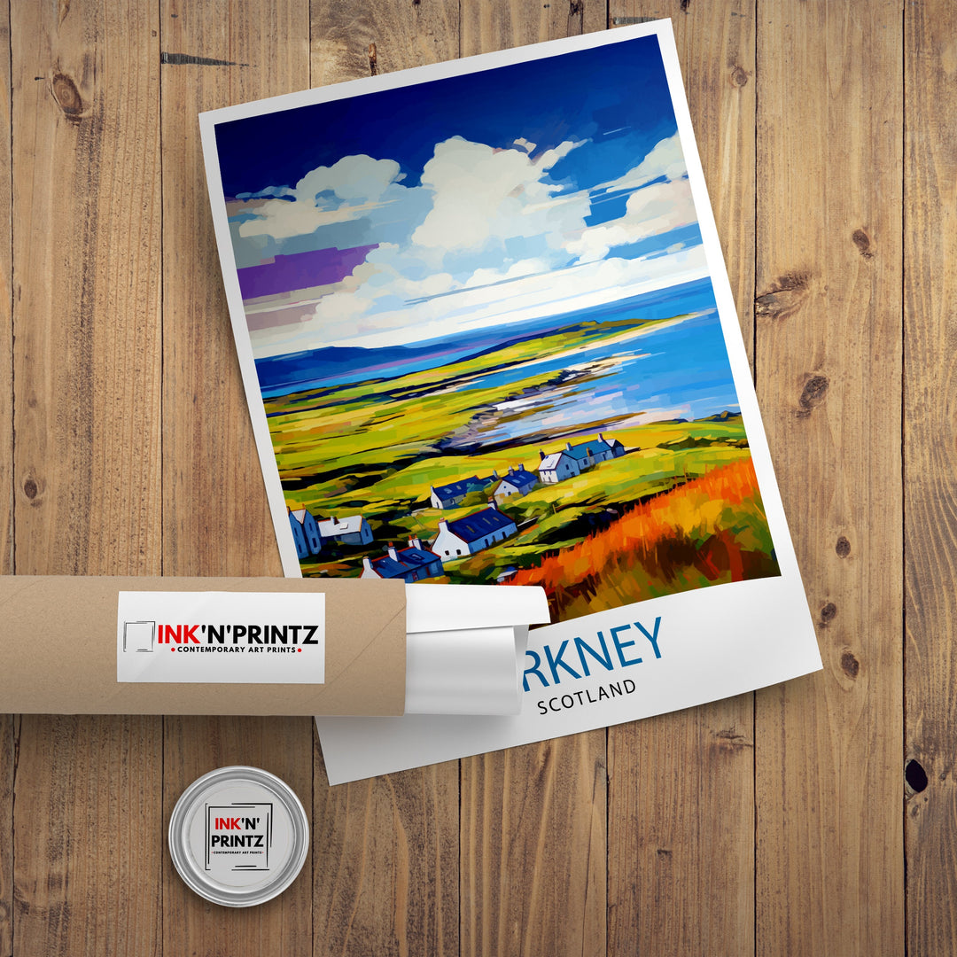 Orkney Islands Travel Poster , Orkney Wall Art, Scotland Poster, Orkney Illustration, Travel Gift for Scotland, Orkney Home Decor