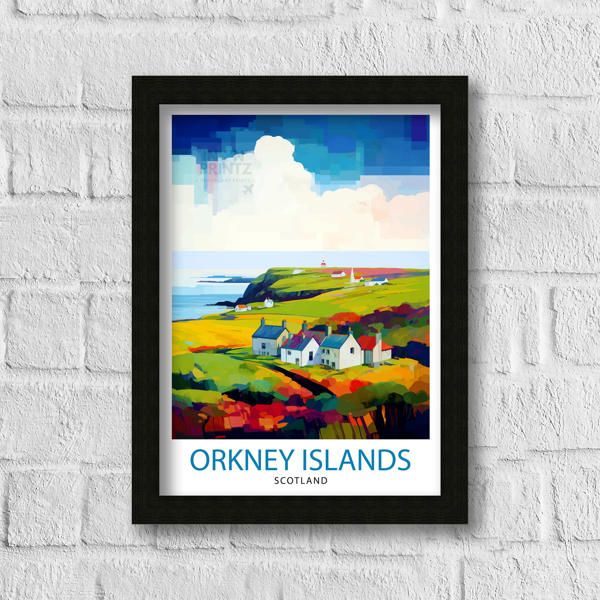 Orkney Islands Travel Print , Orkney Wall Art, Scotland Poster, Orkney Illustration, Travel Gift for Scotland, Orkney Home Decor