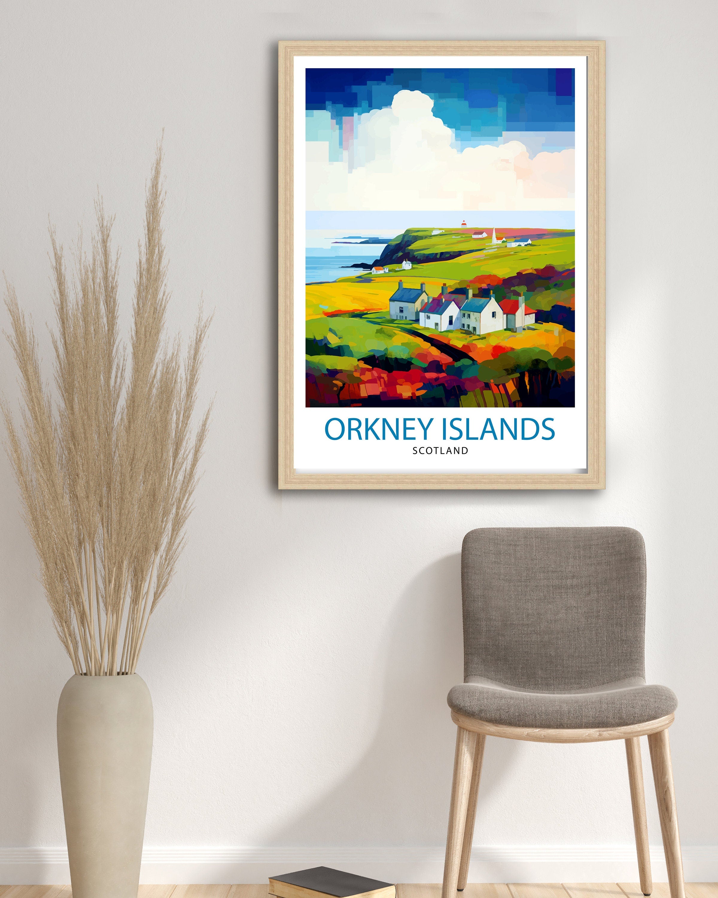 Orkney Islands Travel Print , Orkney Wall Art, Scotland Poster, Orkney Illustration, Travel Gift for Scotland, Orkney Home Decor