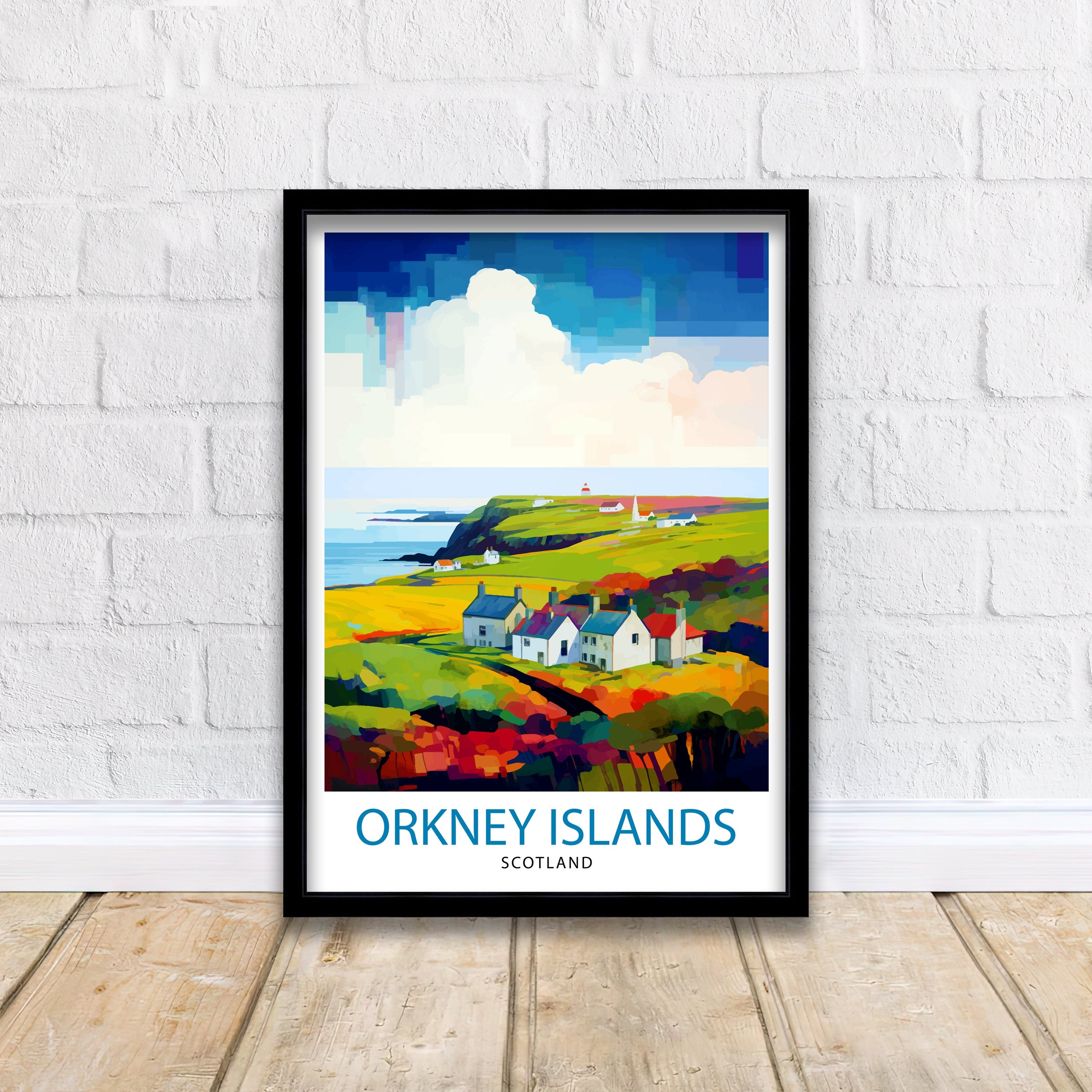 Orkney Islands Travel Print , Orkney Wall Art, Scotland Poster, Orkney Illustration, Travel Gift for Scotland, Orkney Home Decor