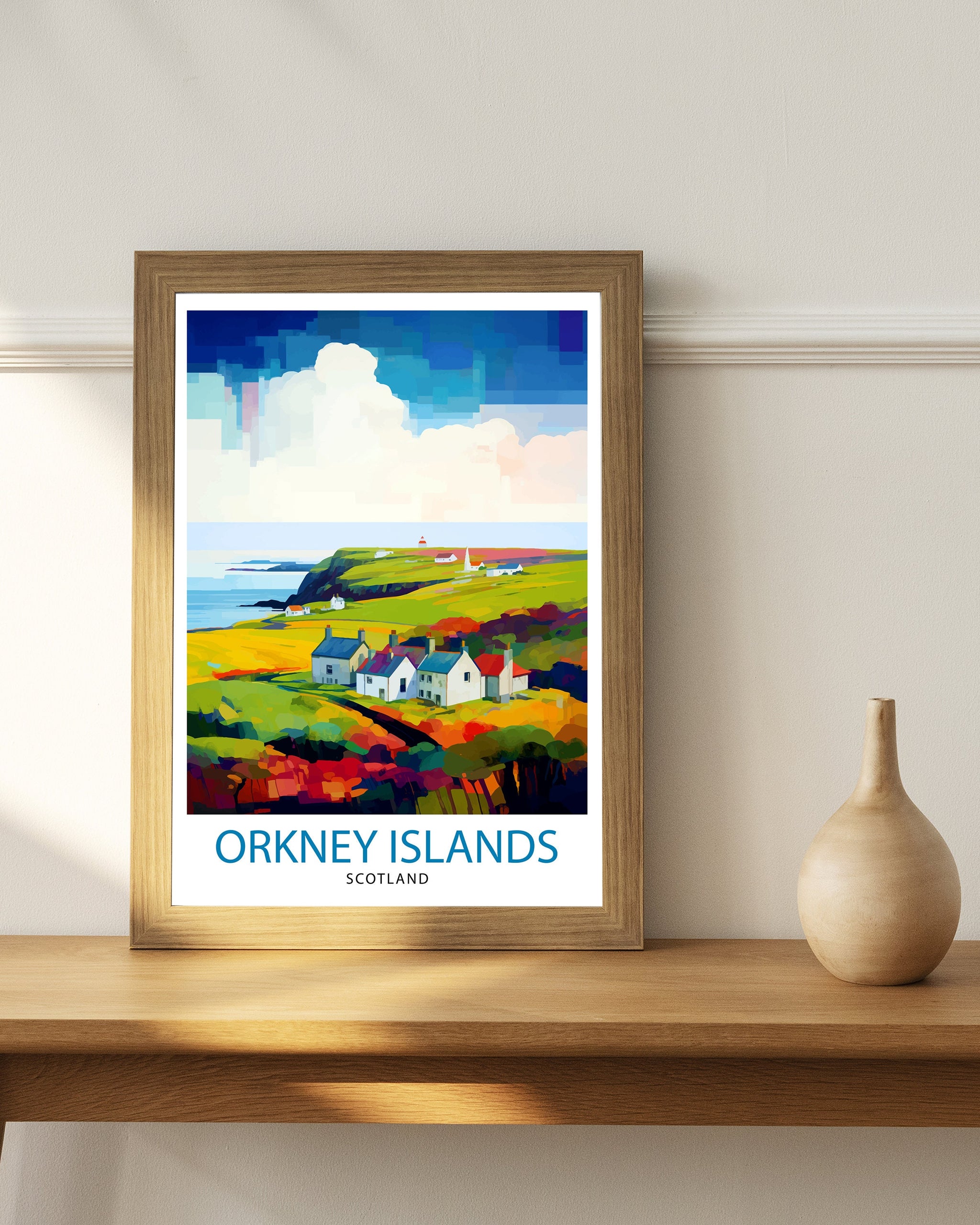 Orkney Islands Travel Print , Orkney Wall Art, Scotland Poster, Orkney Illustration, Travel Gift for Scotland, Orkney Home Decor