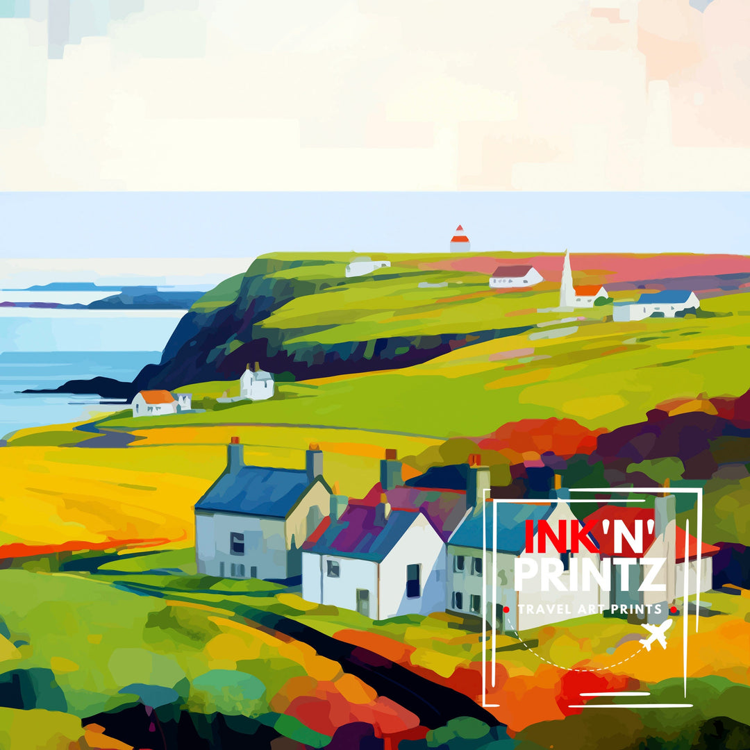 Orkney Islands Travel Poster , Orkney Wall Art, Scotland Poster, Orkney Illustration, Travel Gift for Scotland, Orkney Home Decor