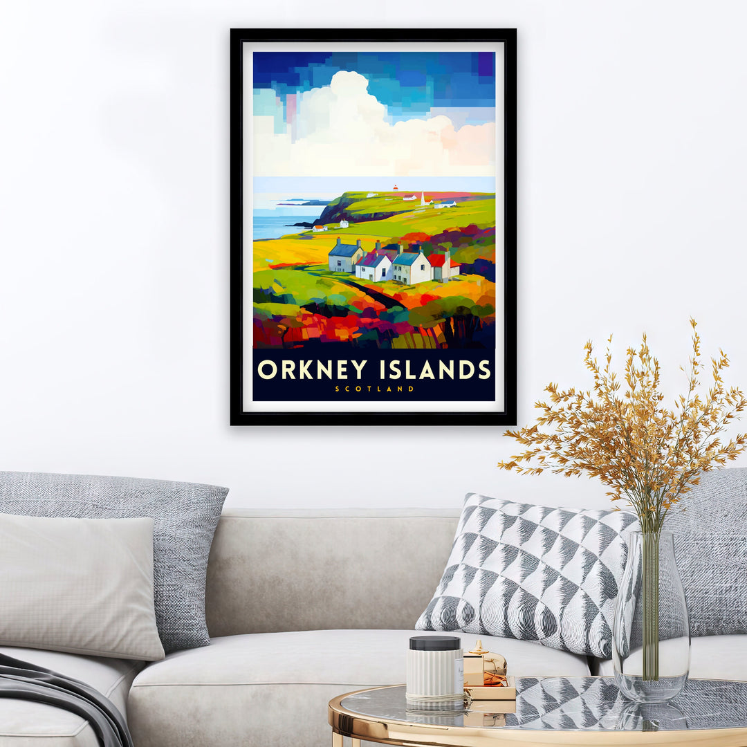 Orkney Islands Travel Poster Orkney Wall Art Scotland Poster Orkney Illustration Travel Gift for Scotland Orkney Home Decor