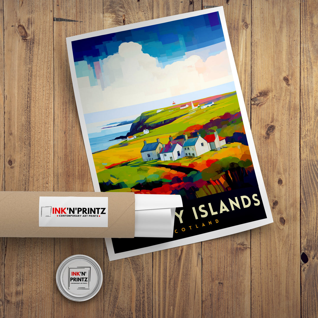 Orkney Islands Travel Poster Orkney Wall Art Scotland Poster Orkney Illustration Travel Gift for Scotland Orkney Home Decor