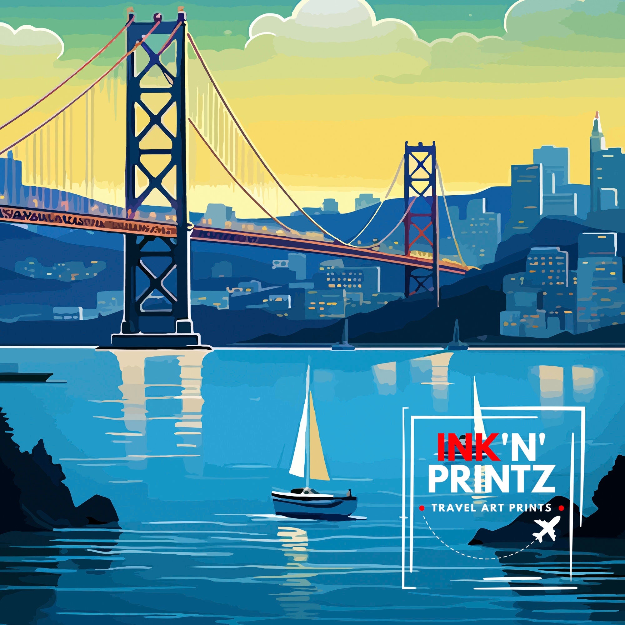 San Francisco Travel Print| San Francisco Wall Art San Francisco Home Decor San Francisco Illustration San Francisco Poster San Francisco