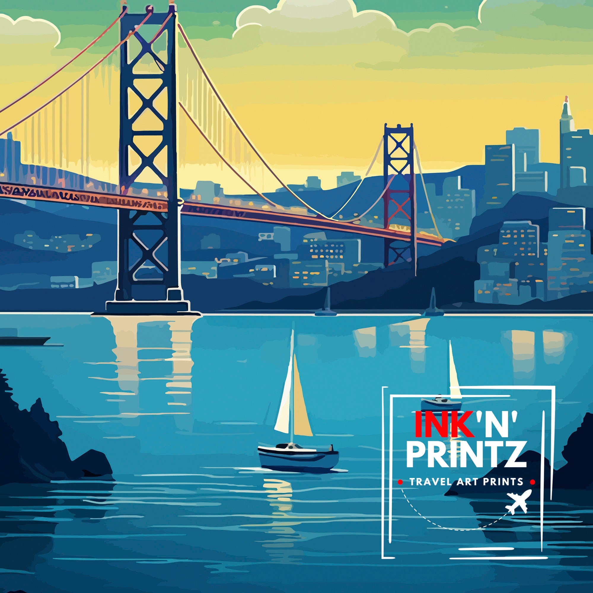 San Francisco Travel Print| San Francisco Wall Art San Francisco Home Decor San Francisco Illustration San Francisco Poster San Francisco