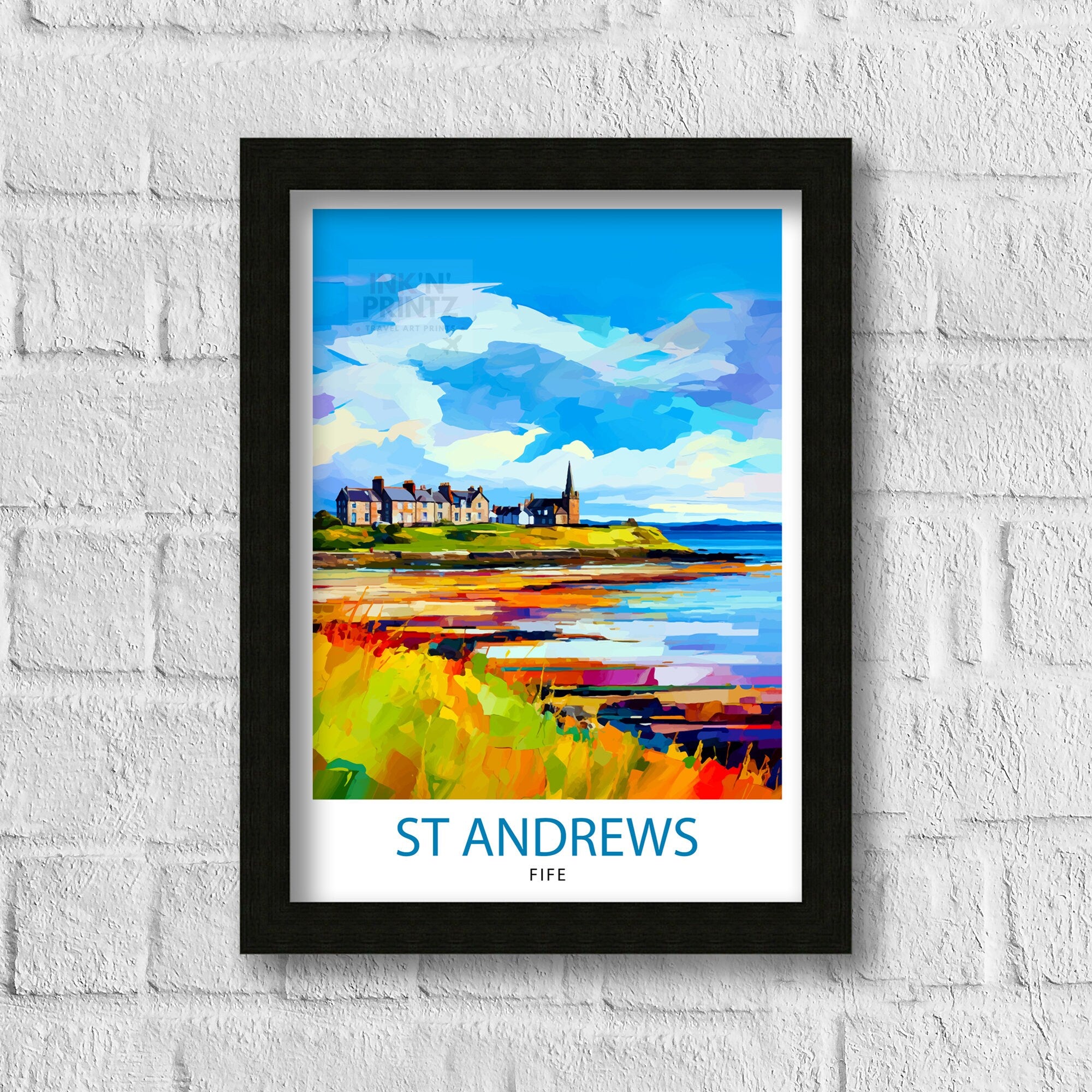 St Andrews Fife Travel Print St Andrews Wall Decor St Andrews Poster Scotland Travel Prints St Andrews Art Print St Andrews Illustration