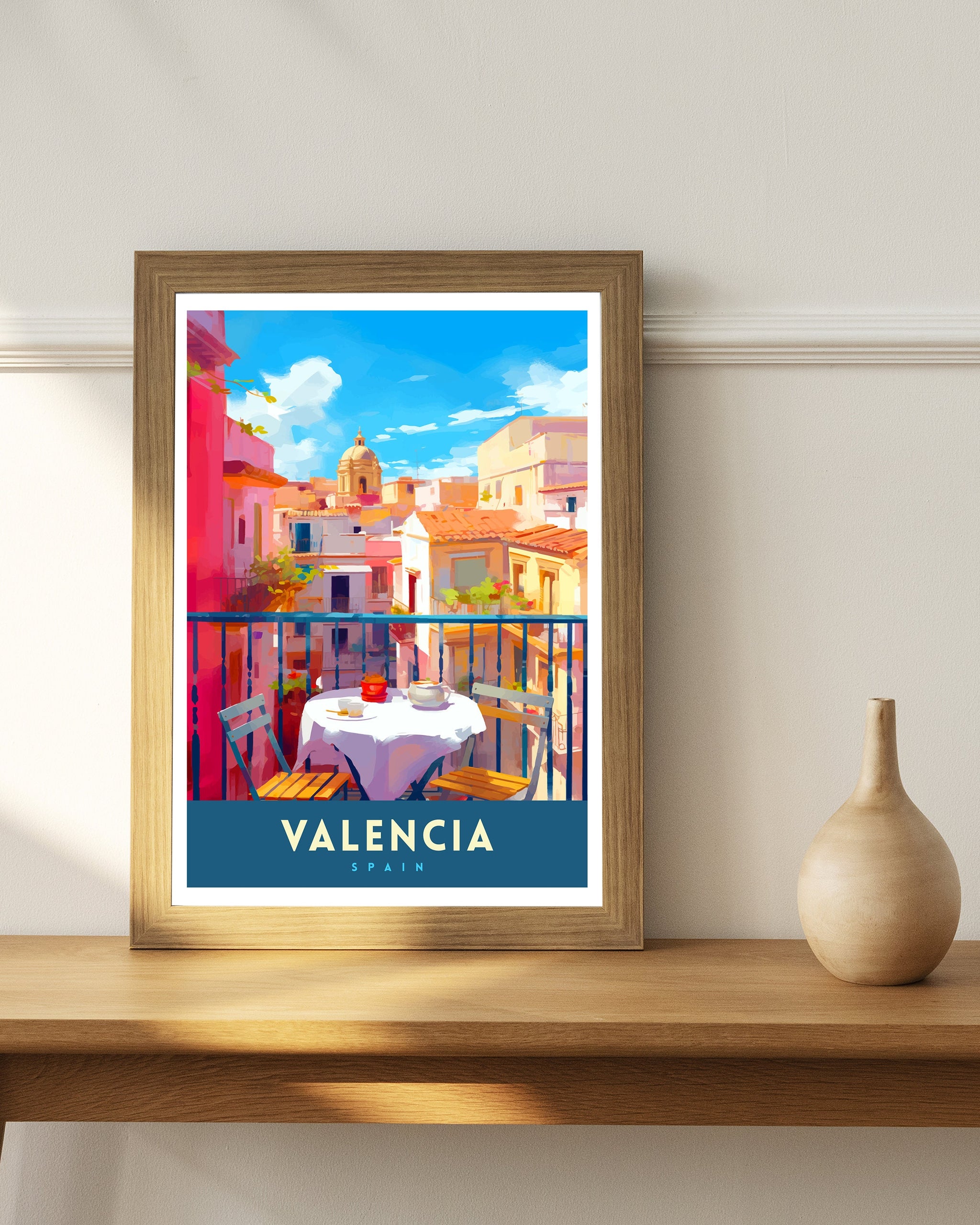 Valencia Spain Print Vibrant Cityscape Art Valencia Beach Poster Spanish Architecture Wall Art Turia Gardens Decor Mediterranean Travel Gift