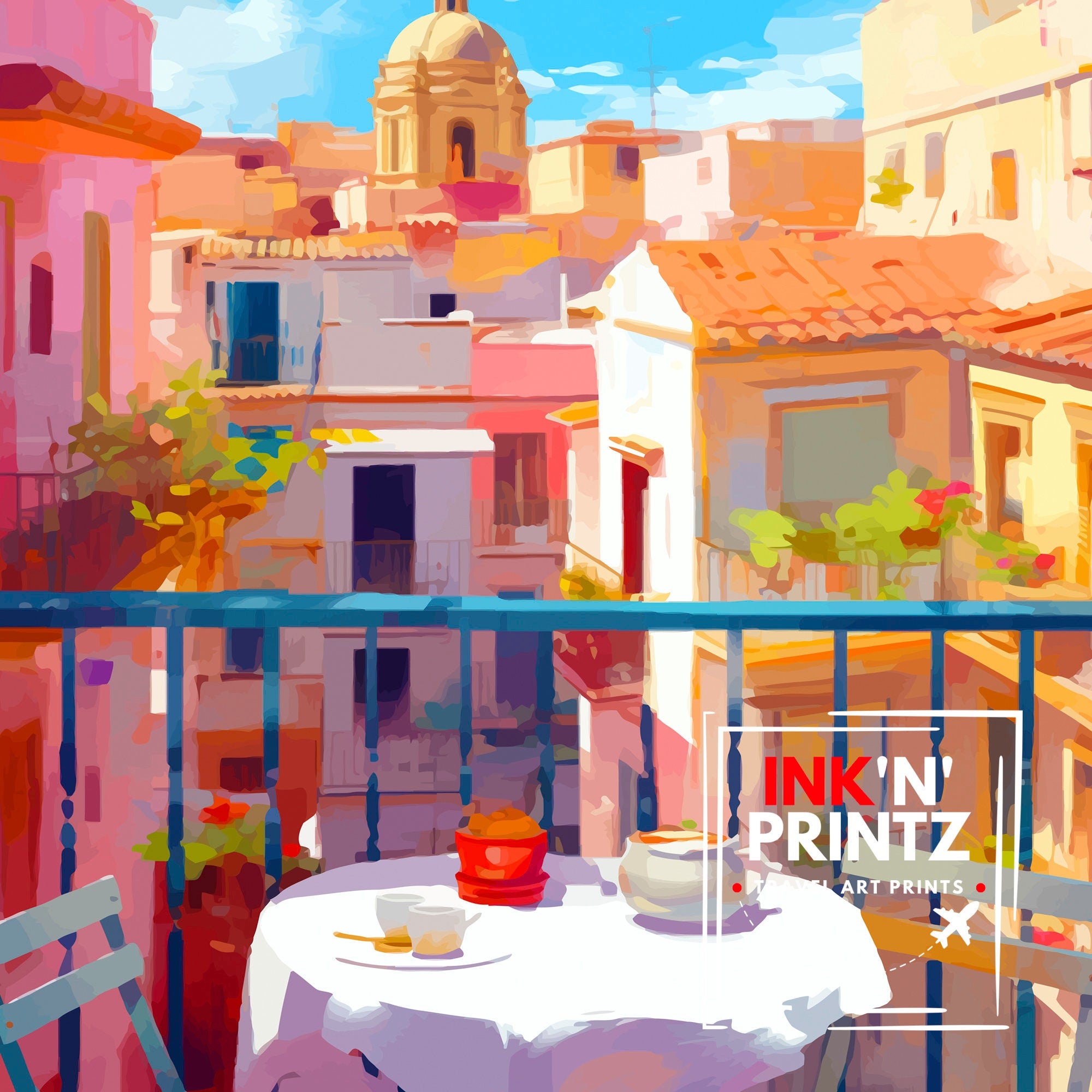 Valencia Spain Print Vibrant Cityscape Art Valencia Beach Poster Spanish Architecture Wall Art Turia Gardens Decor Mediterranean Travel Gift