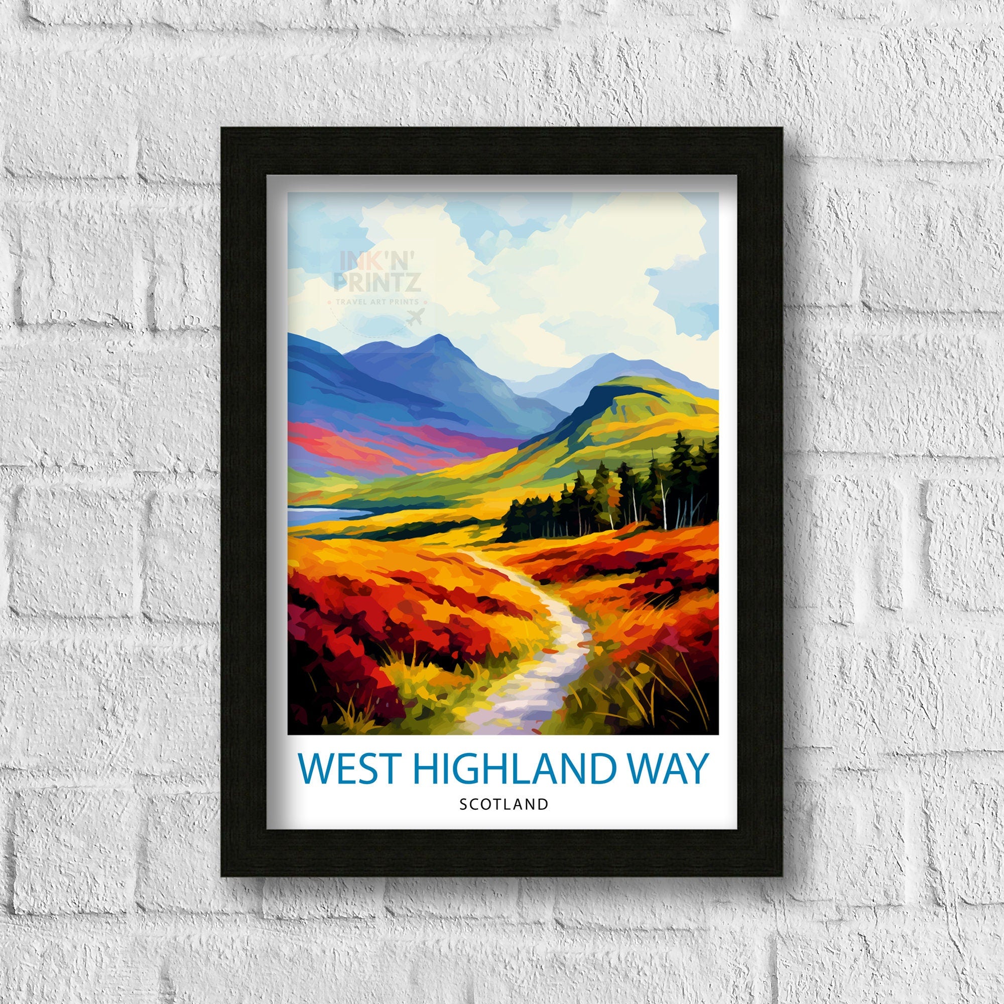 West Highland Way Scotland Print Scottish Long-Distance Trail Art Scotland Hiking Poster West Highland Path Wall Decor Outdoor