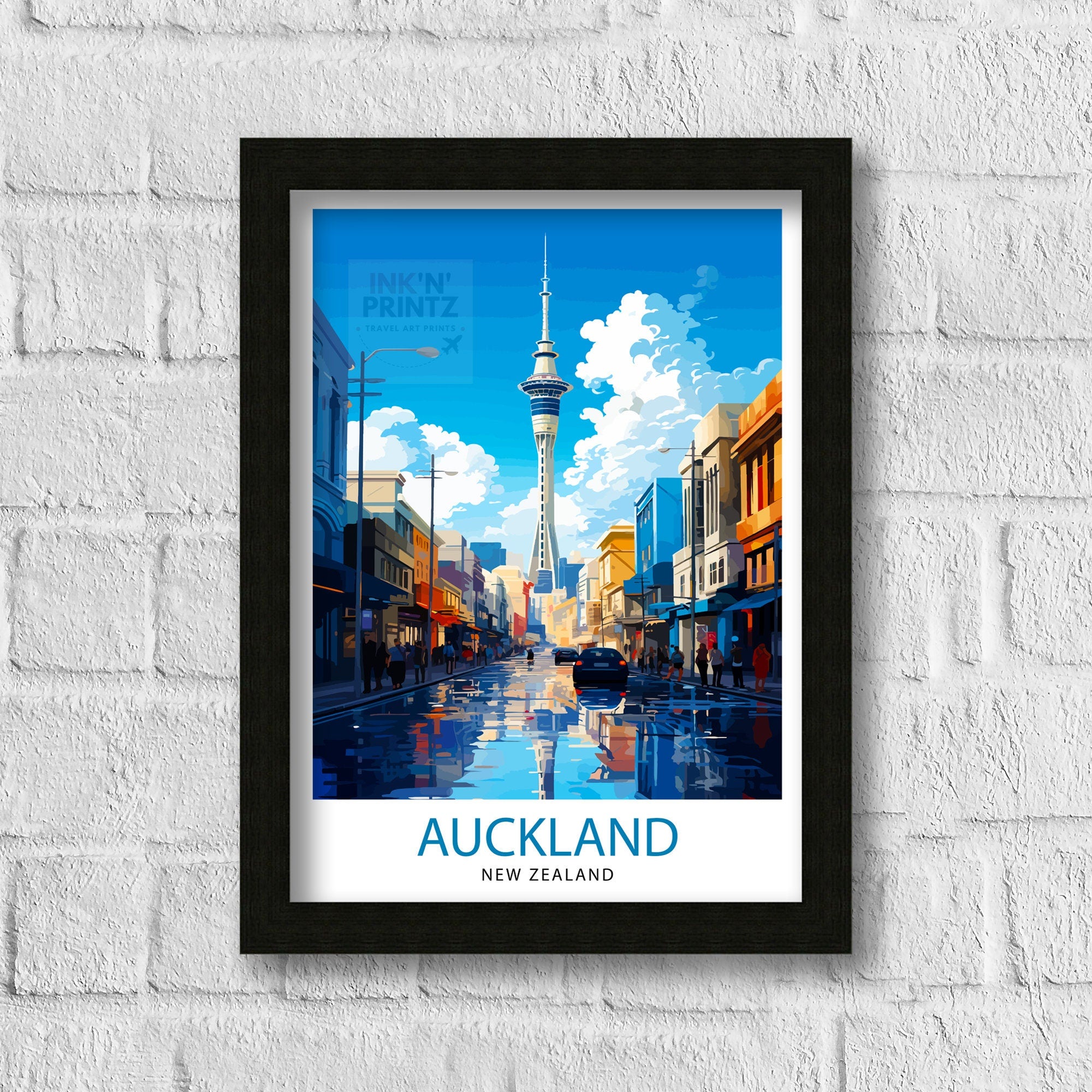 Auckland New Zealand Travel Print Auckland Wall Decor Vibrant City Poster New Zealand Art Skyline Illustration Decorative Wall Art Gift Idea
