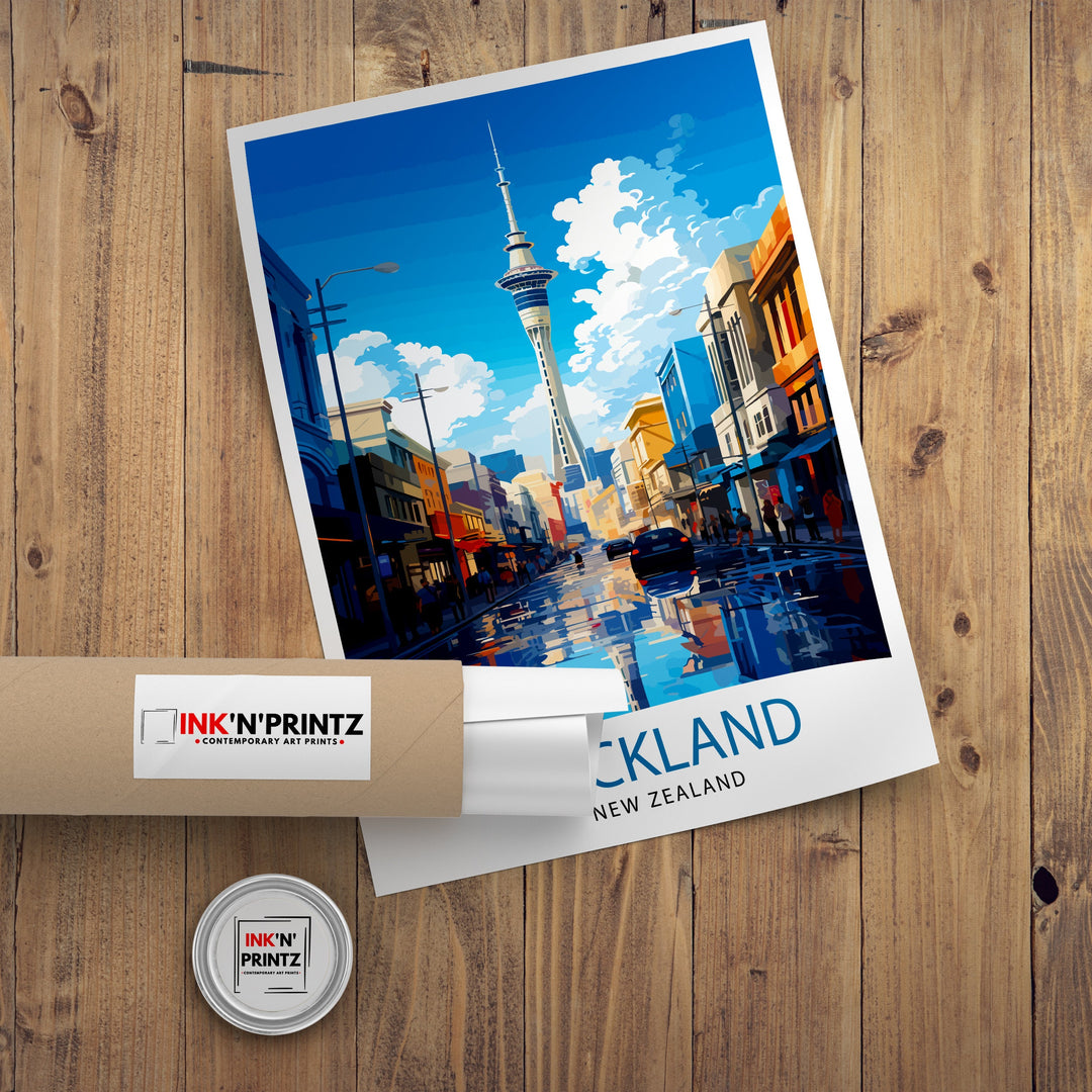 Auckland New Zealand Travel Poster Auckland