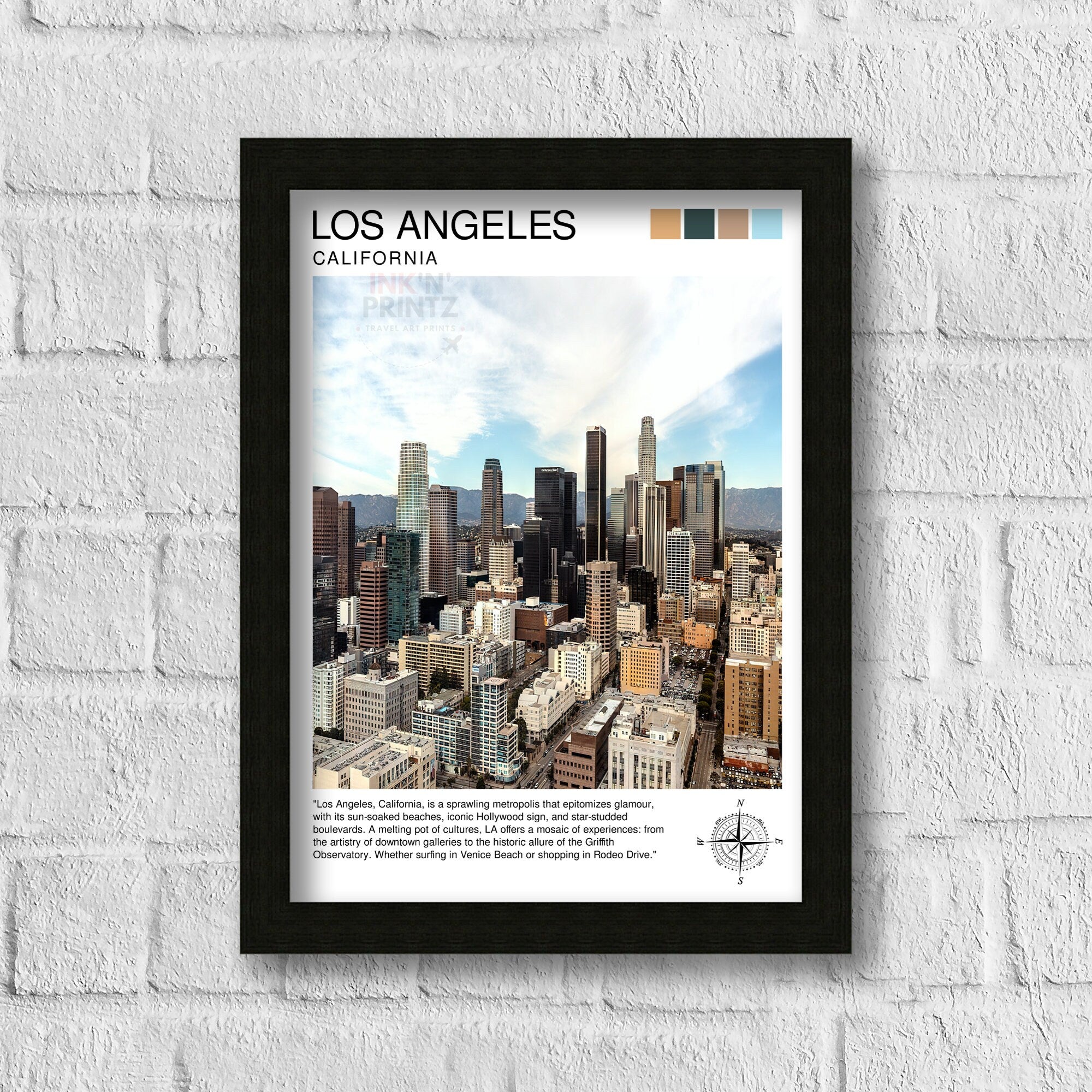 Los Angeles Travel Print| LA Wall Decor California Home Living Decor LA Illustration Travel Poster Gift for LA, California Home Decor