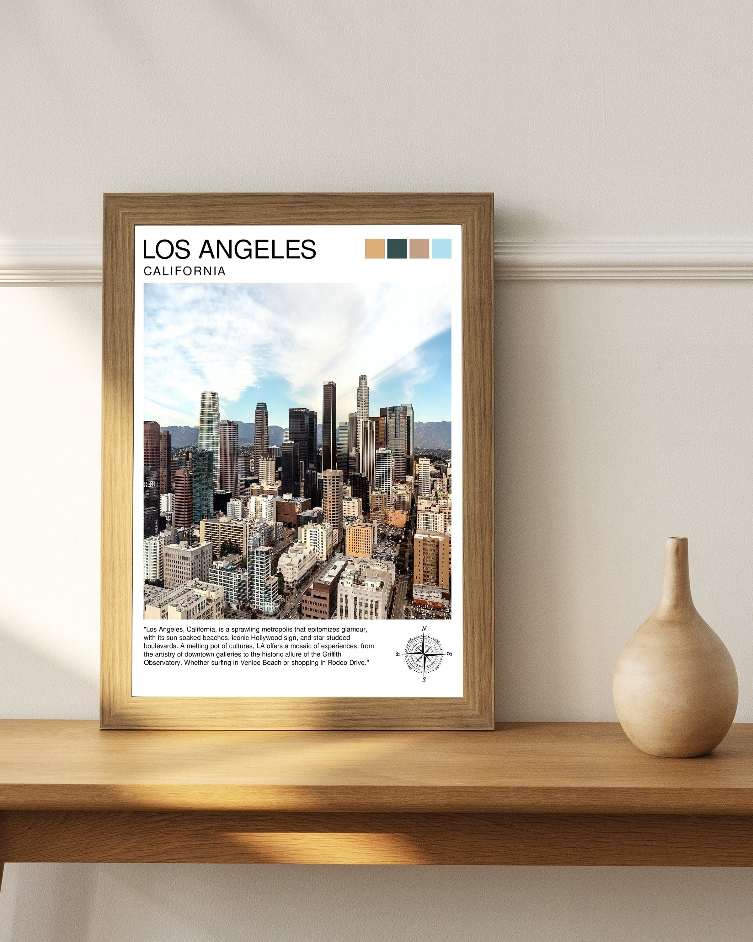 Los Angeles Travel Print| LA Wall Decor California Home Living Decor LA Illustration Travel Poster Gift for LA, California Home Decor