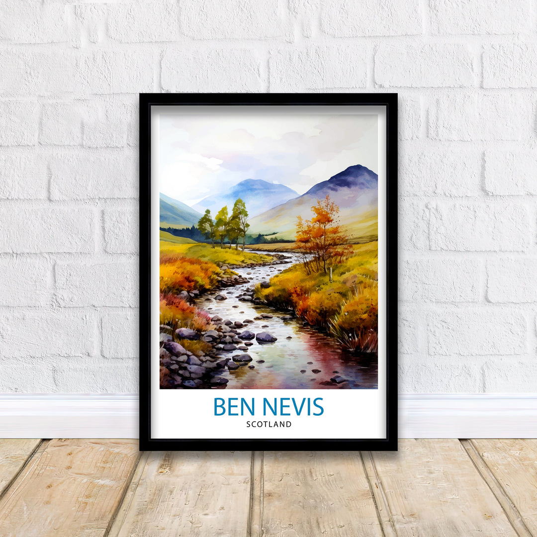 Ben Nevis Poster Scottish Mountain Decor Fort William Scotland Wall Art Ben Nevis Summit Poster Scottish Highlands Landscape Artwork Hiking